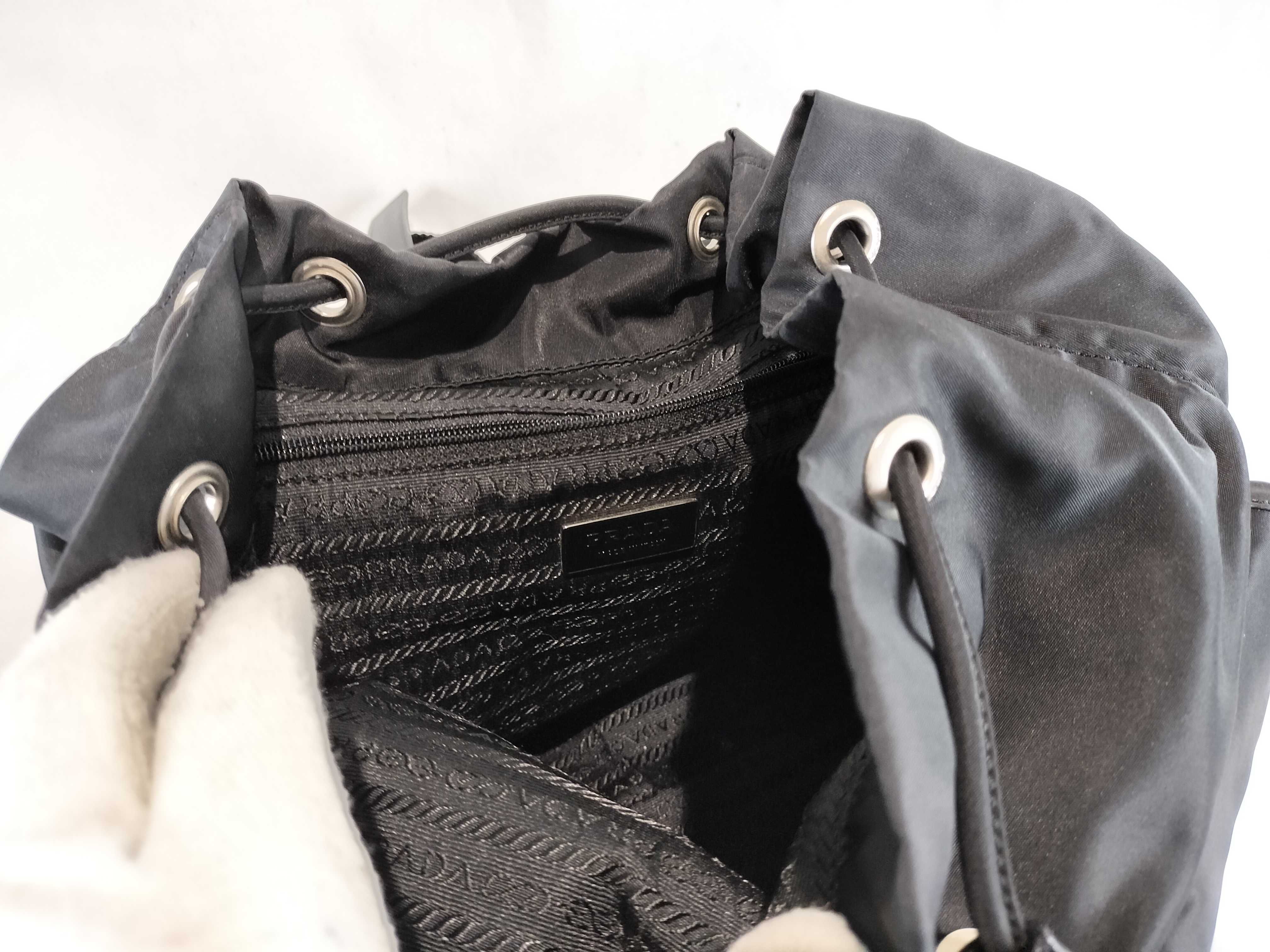 Nylon Triangle Logo Backpack, Black — view 11