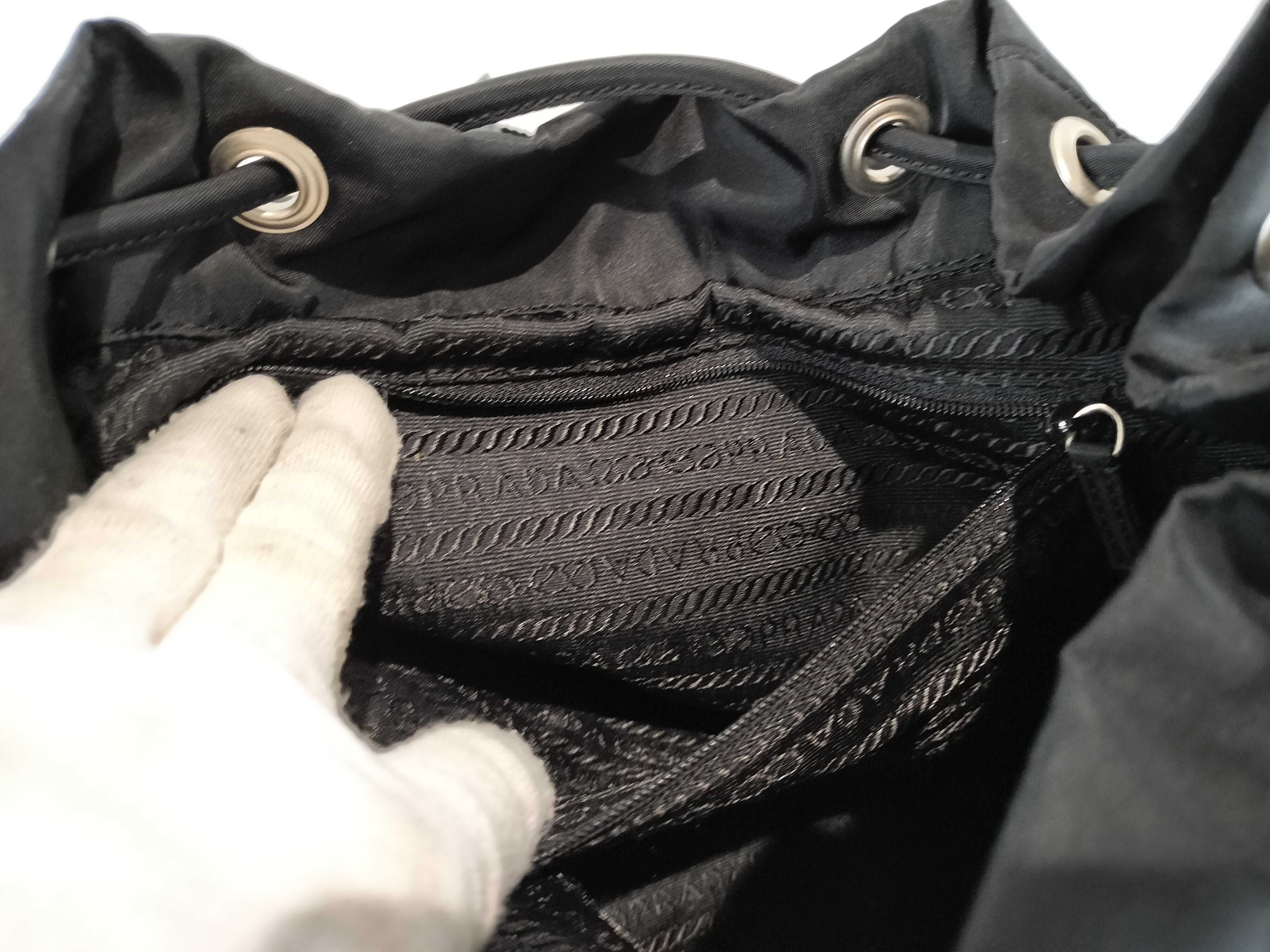 Nylon Triangle Logo Backpack, Black — view 12