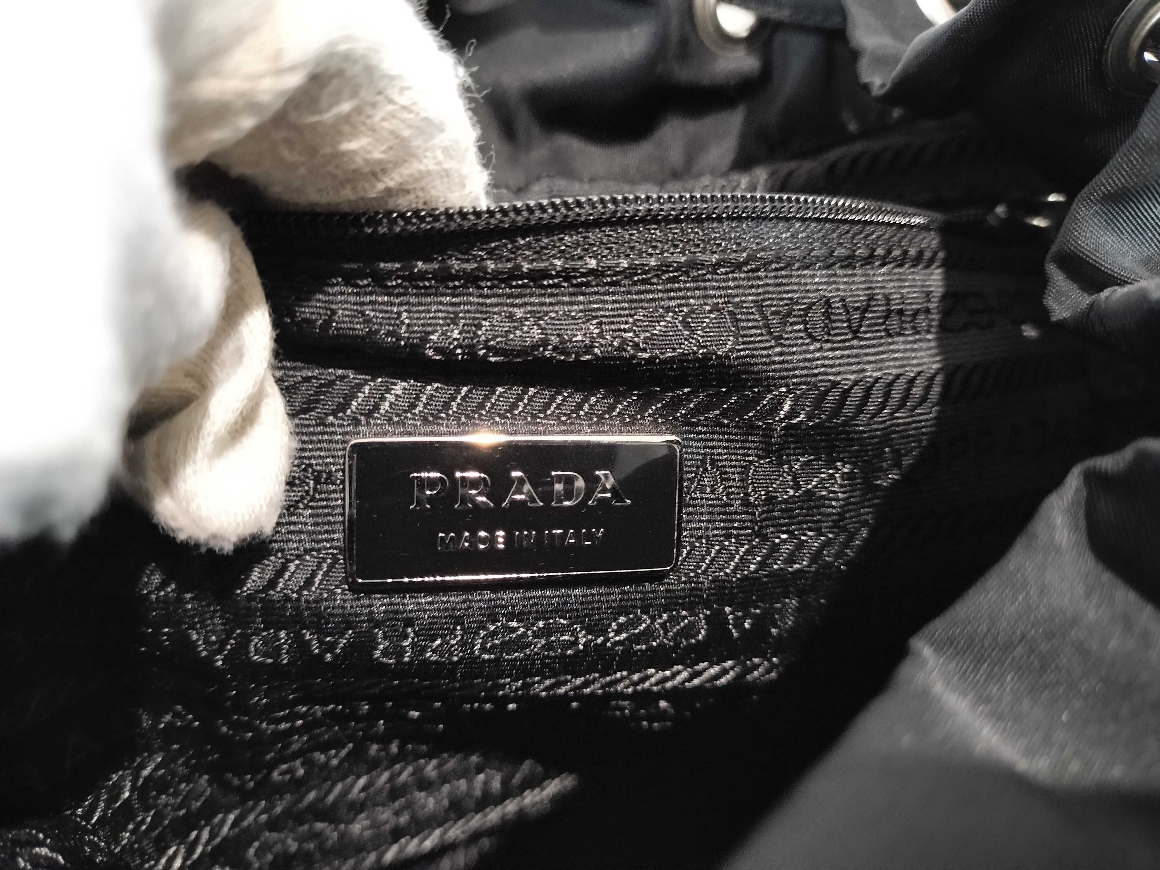 Nylon Triangle Logo Backpack, Black — view 13