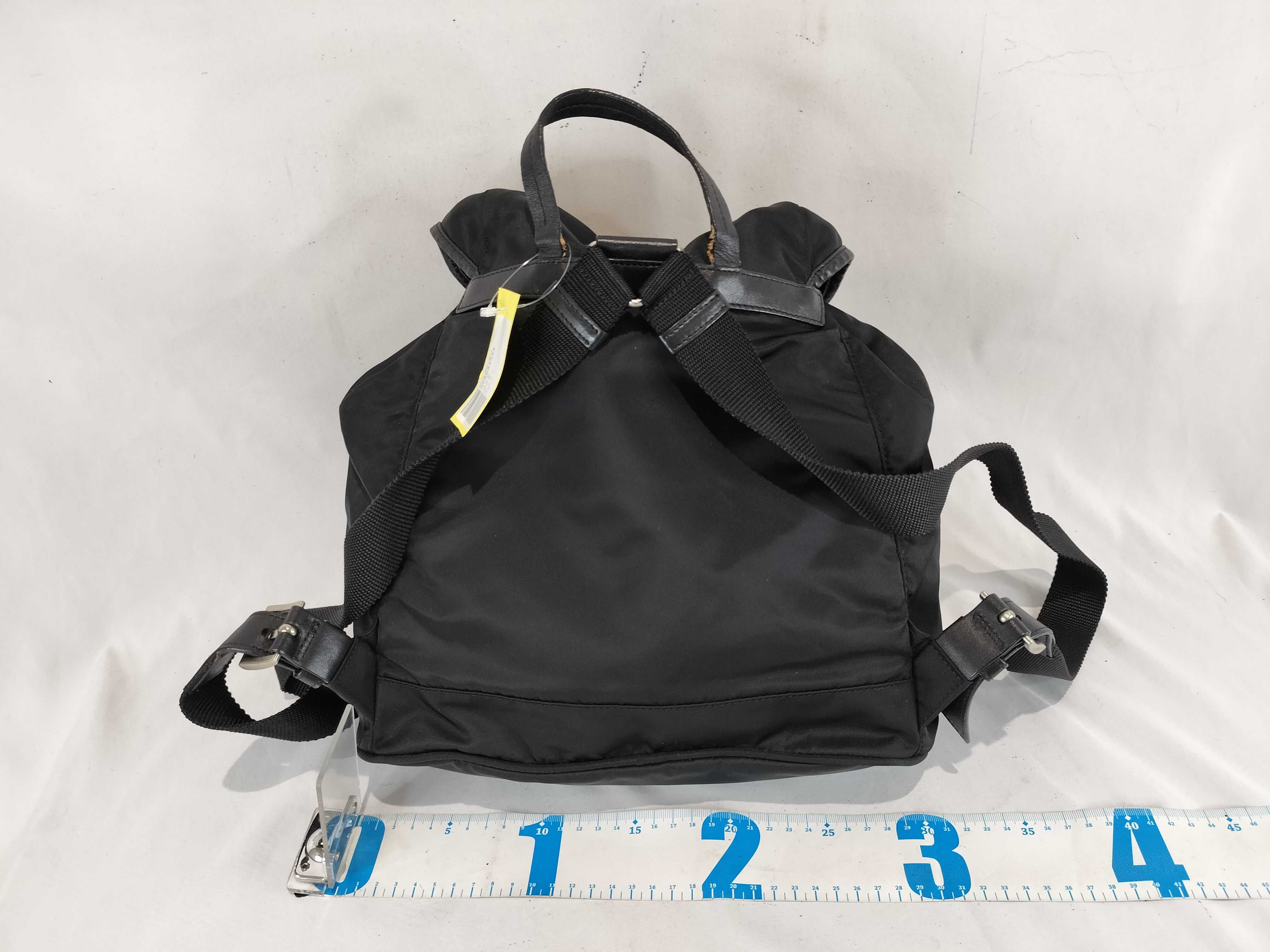 Nylon Triangle Logo Backpack, Black — view 3