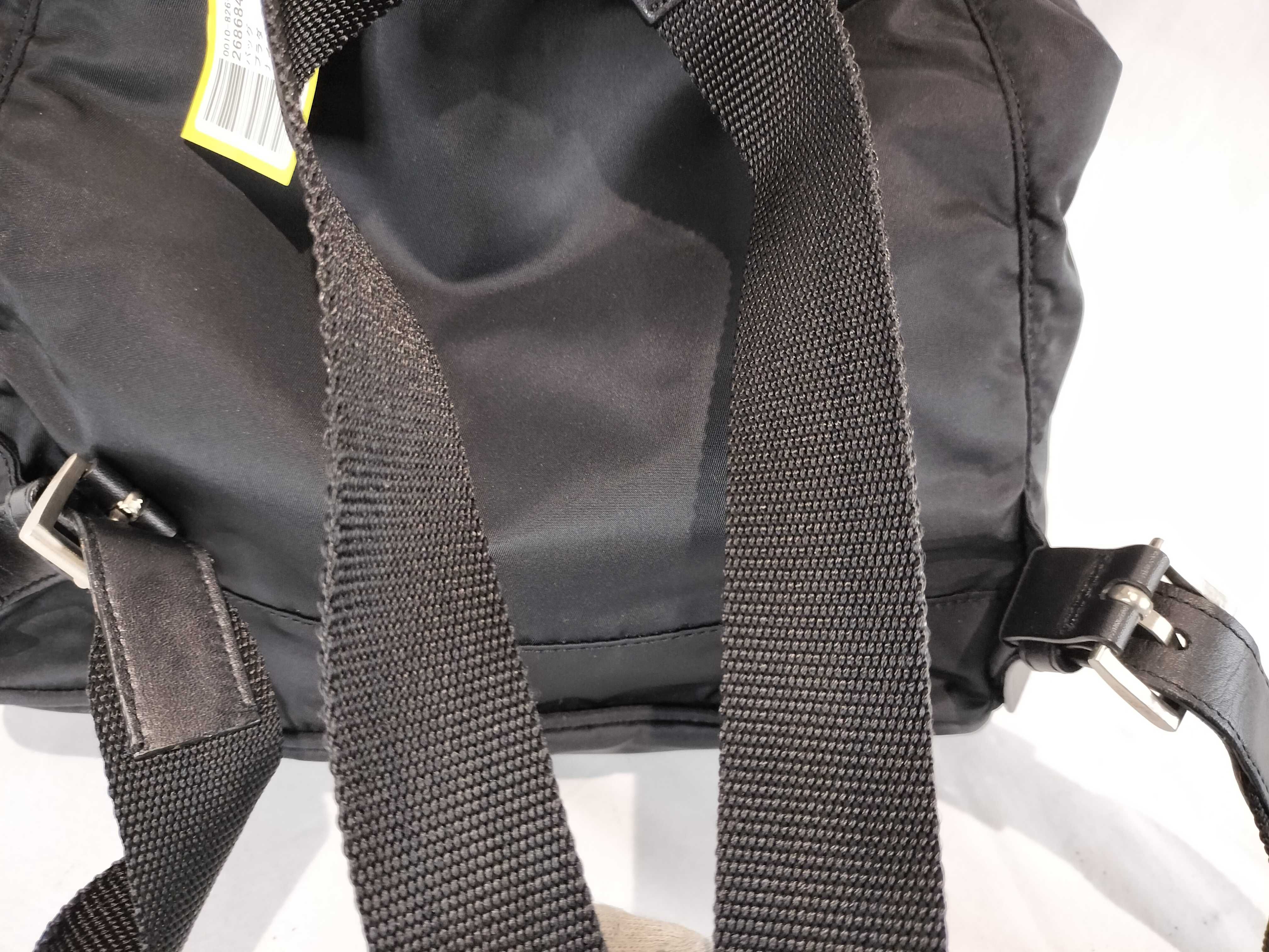 Nylon Triangle Logo Backpack, Black — view 6
