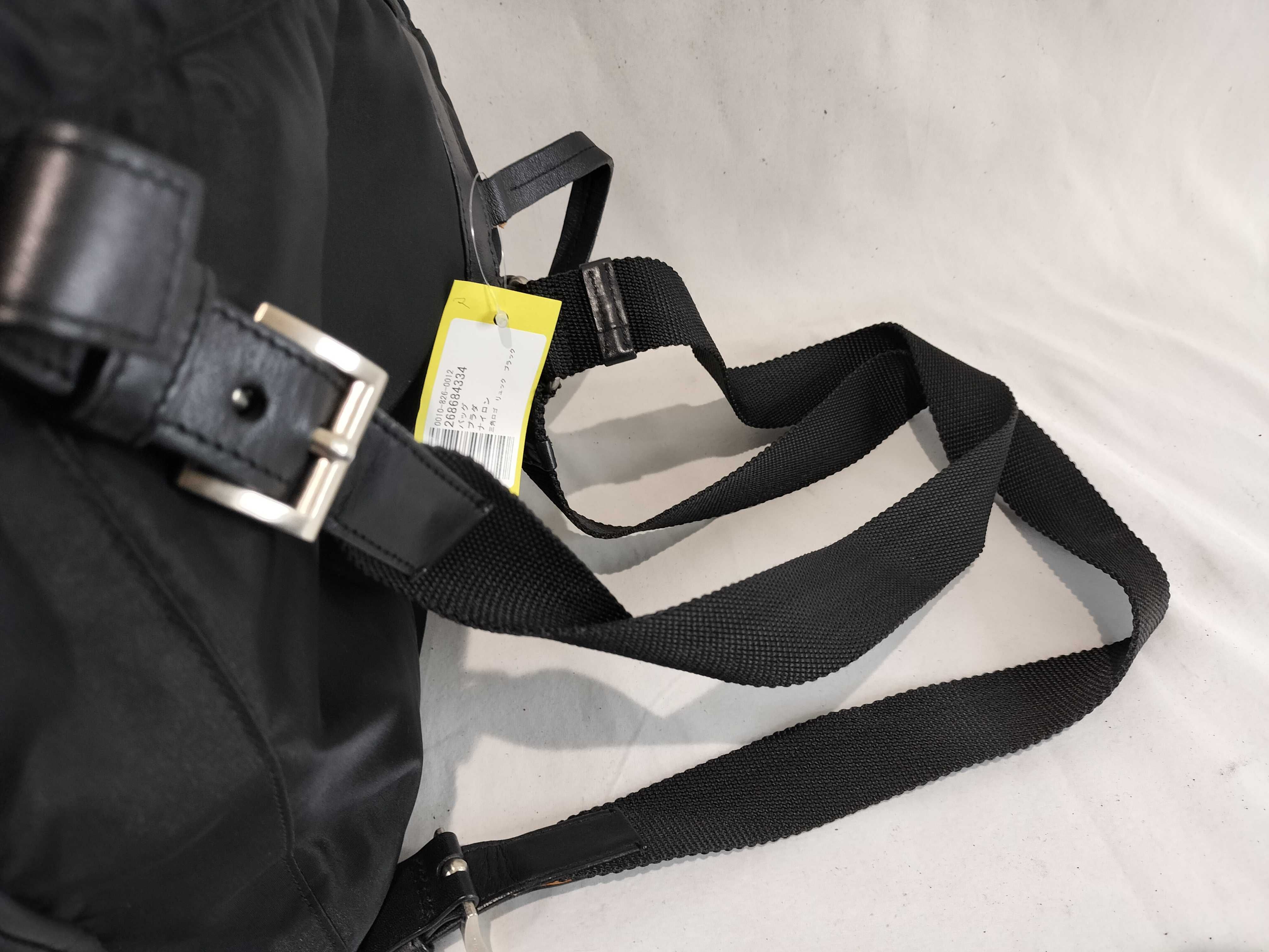 Nylon Triangle Logo Backpack, Black — view 7
