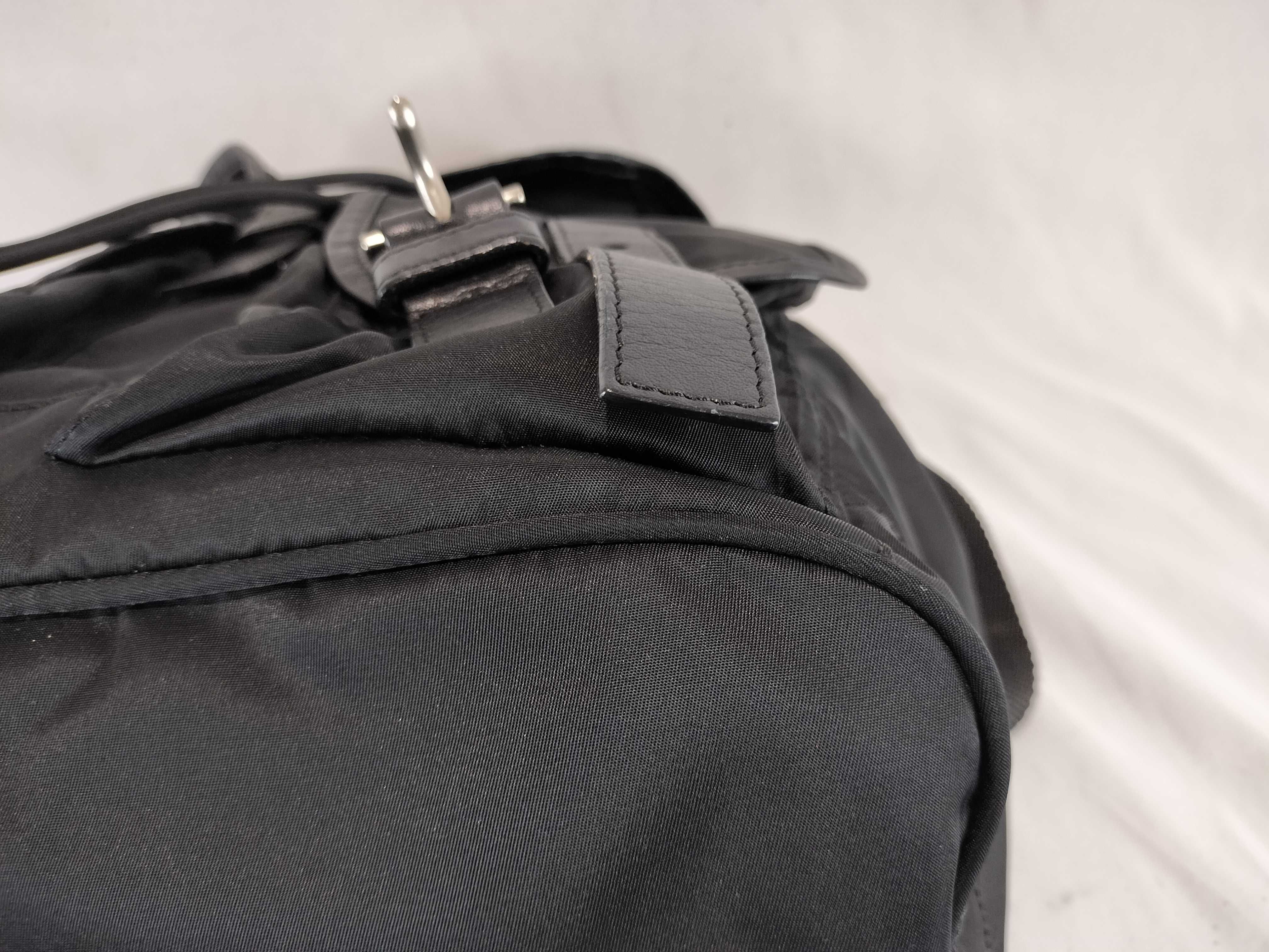 Nylon Triangle Logo Backpack, Black — view 8