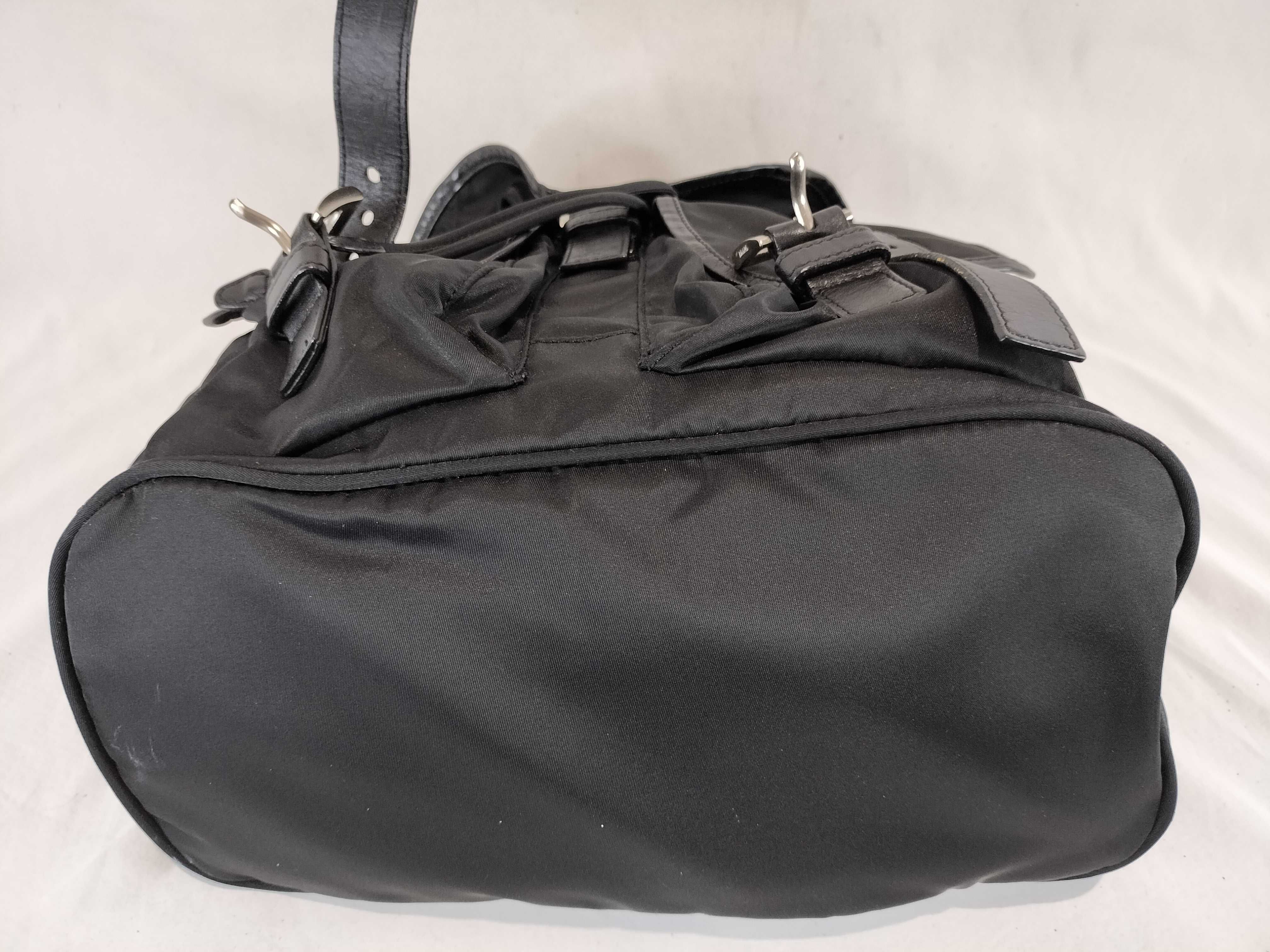 Nylon Triangle Logo Backpack, Black — view 9