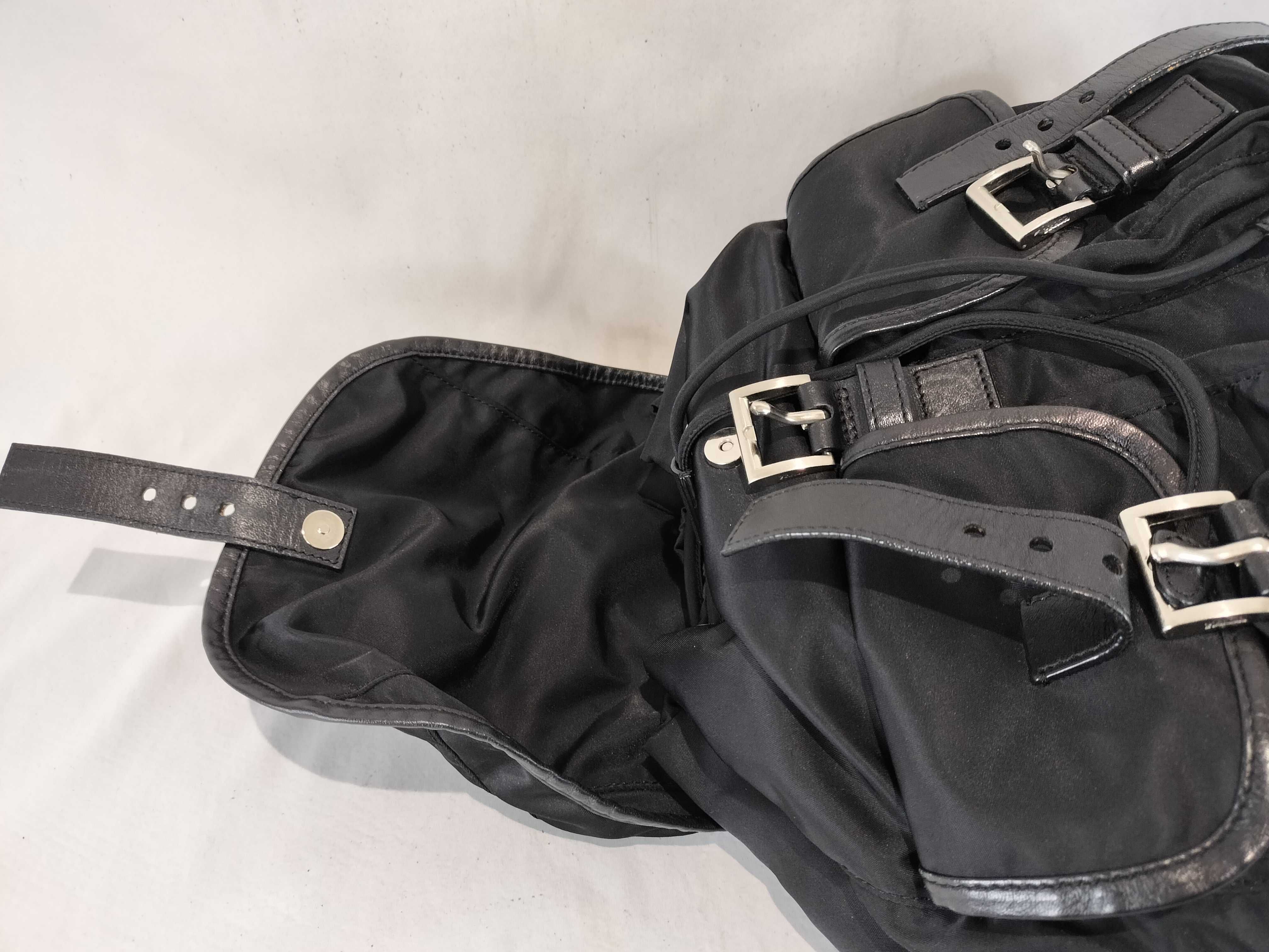 Nylon Triangle Logo Backpack, Black — view 10