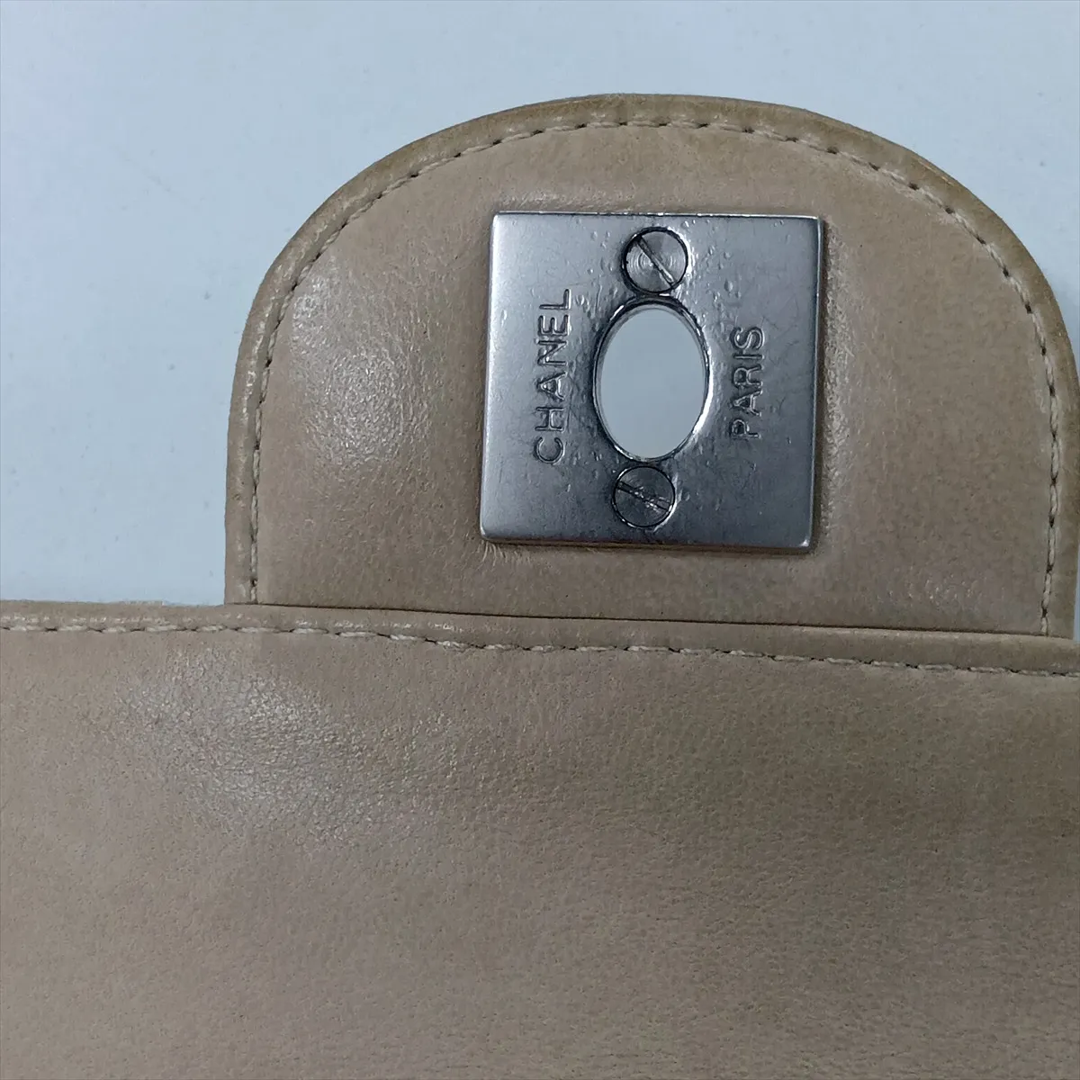 New Travel Line Nylon Chain Shoulder Bag, Beige, Silver Hardware, 6215369, Series 6 — view 12