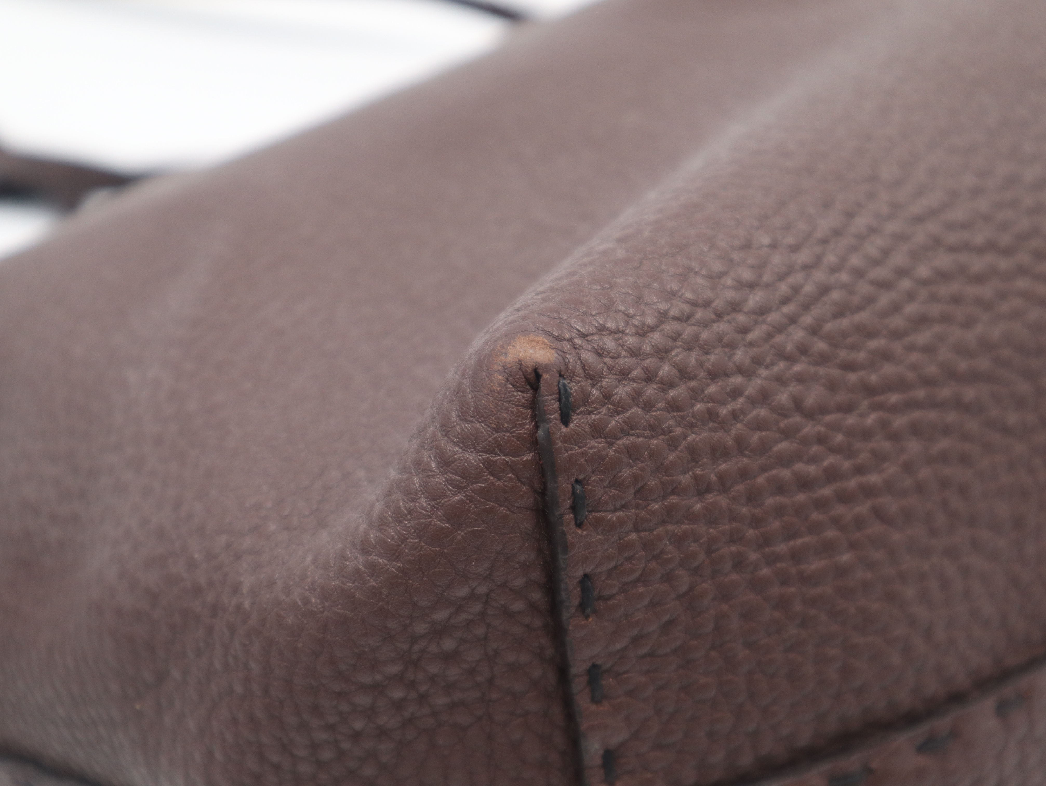 Leather Carla Selleria Tote Bag, Stitched Brown, with Dust Bag. — view 9
