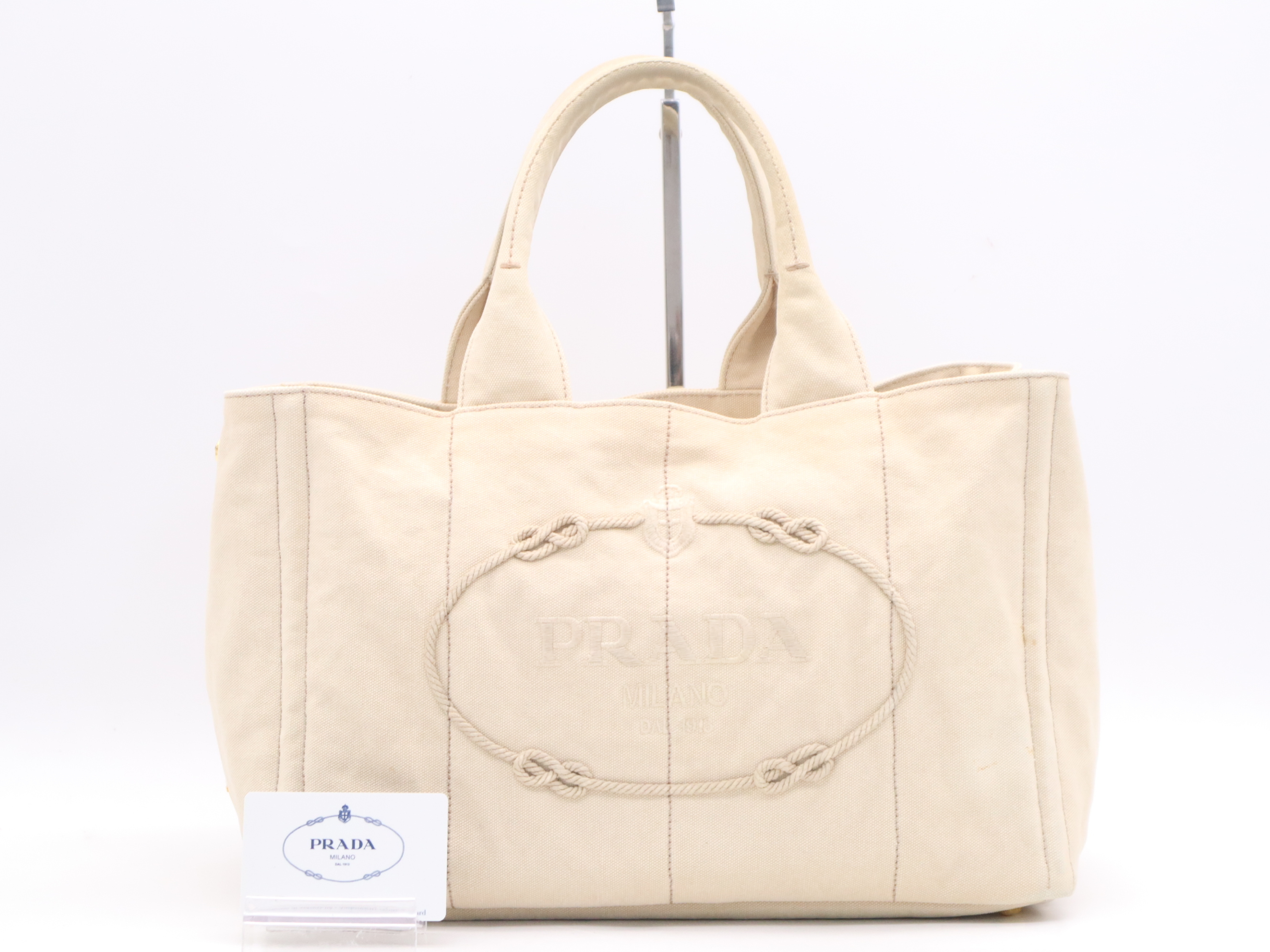 Canvas Canapa Handbag, Beige, with Guarantee Card