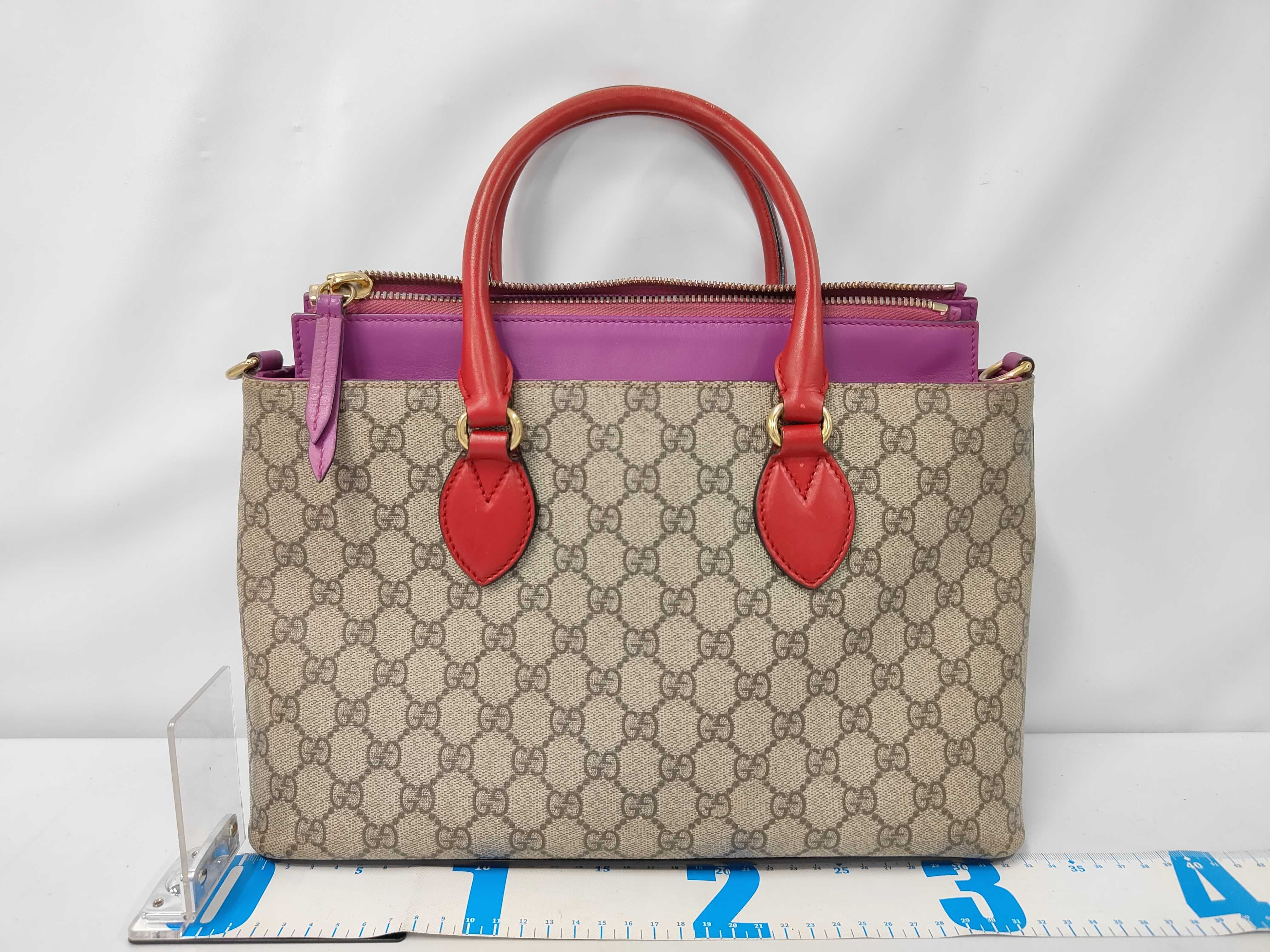 GG Supreme Handbag, Beige x Pink x Red — view 2
