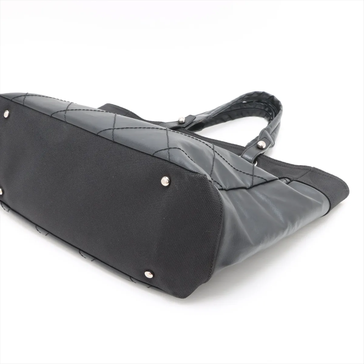Paris Biarritz MM coated canvas tote bag black silver hardware — view 3