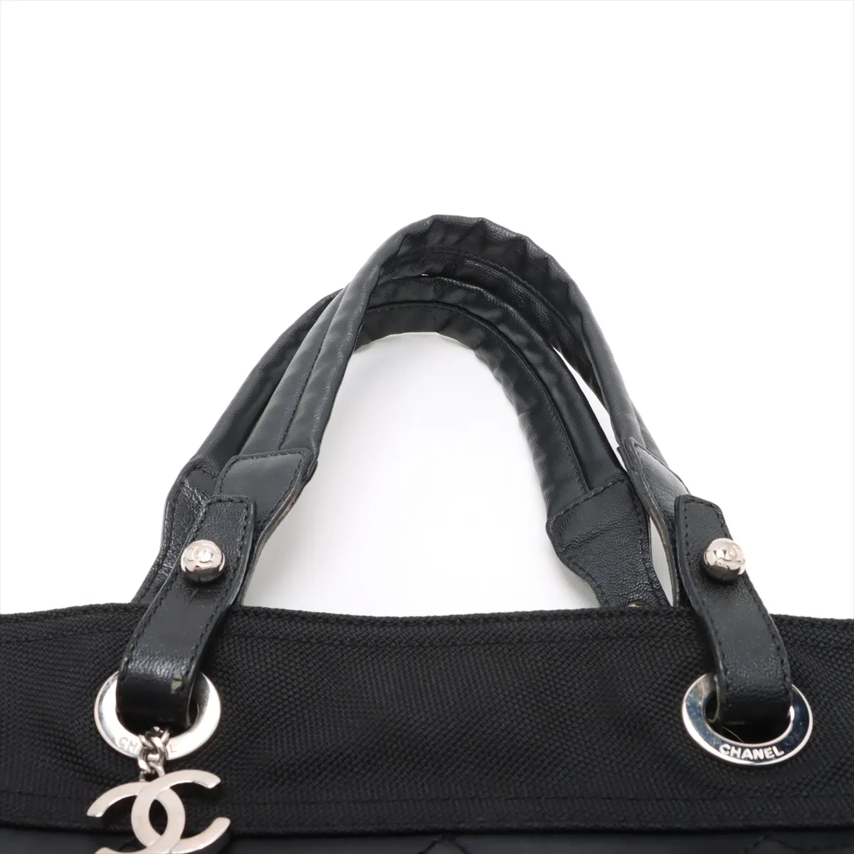 Paris Biarritz MM coated canvas tote bag black silver hardware — view 6