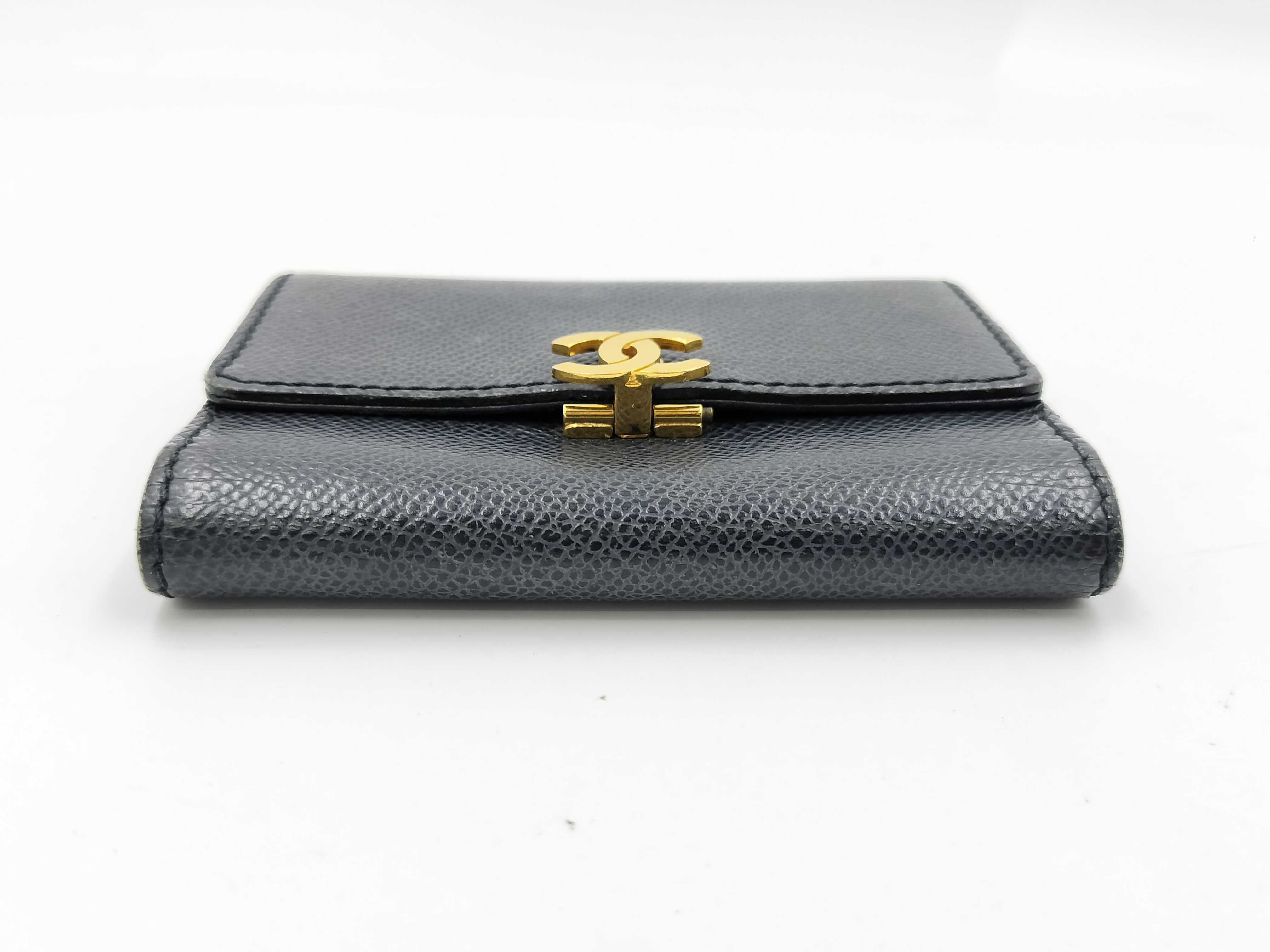 Caviar Skin Coco Gold Hardware Bi-fold Wallet — view 3