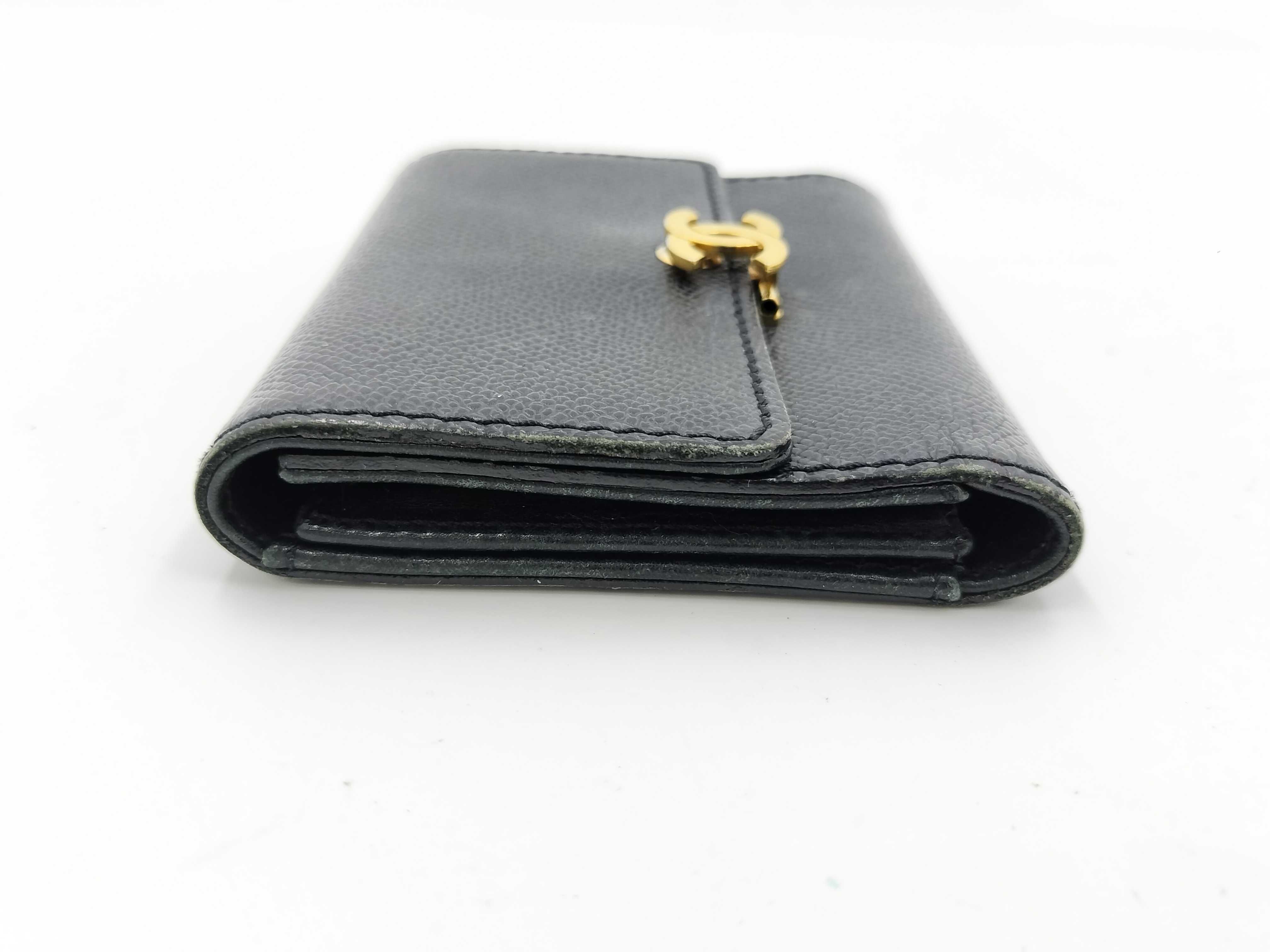 Caviar Skin Coco Gold Hardware Bi-fold Wallet — view 4