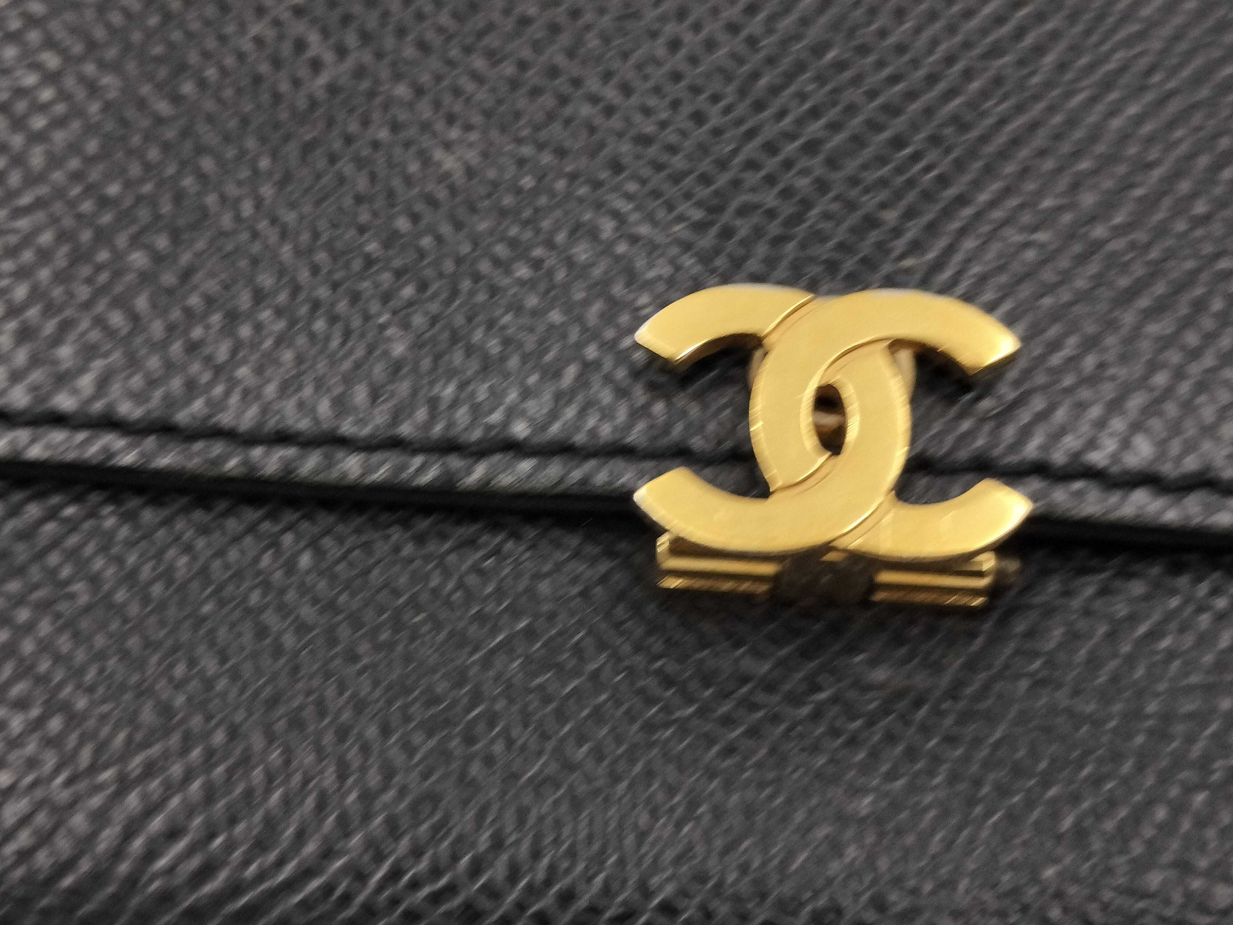 Caviar Skin Coco Gold Hardware Bi-fold Wallet — view 6