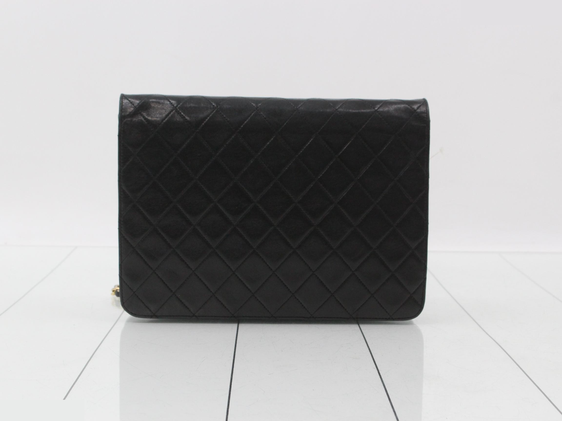 Lambskin Chain Shoulder Bag, Black — view 2