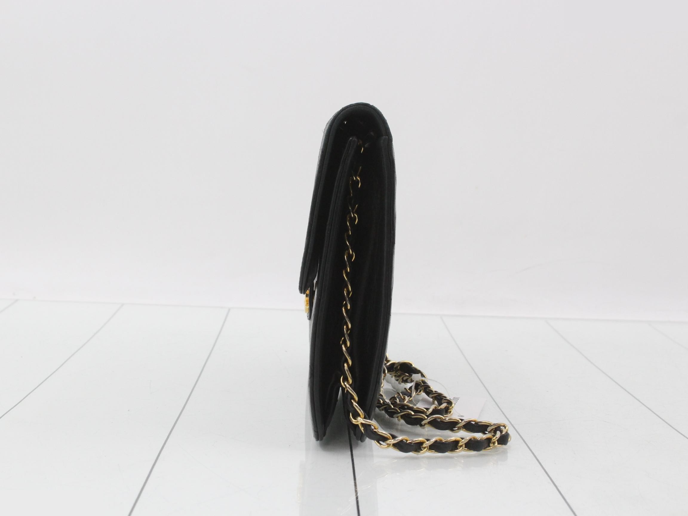 Lambskin Chain Shoulder Bag, Black — view 3