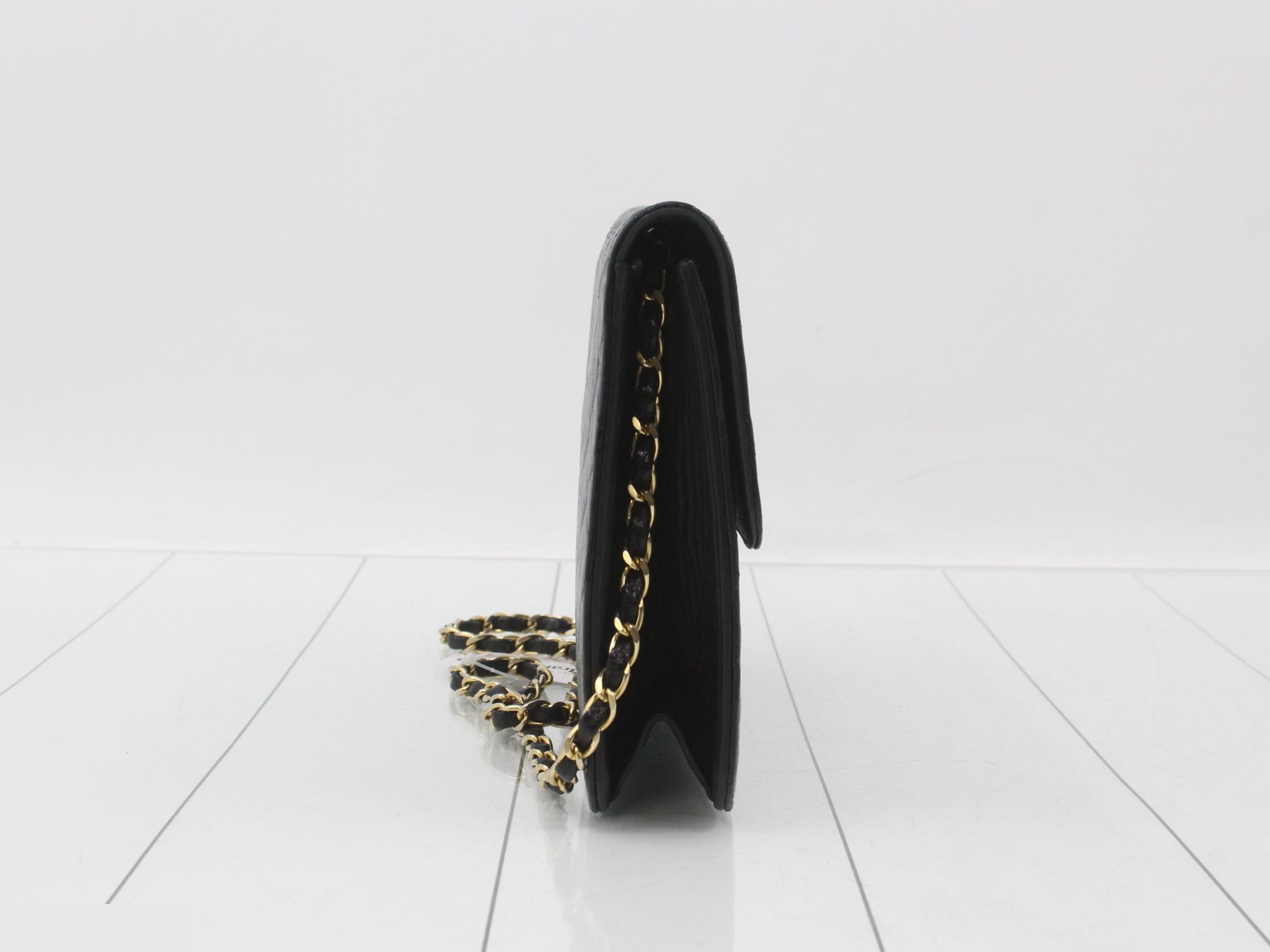 Lambskin Chain Shoulder Bag, Black — view 4