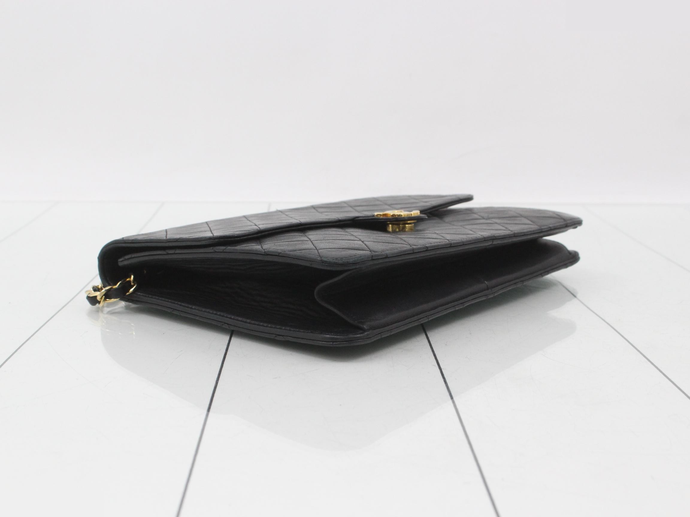 Lambskin Chain Shoulder Bag, Black — view 5