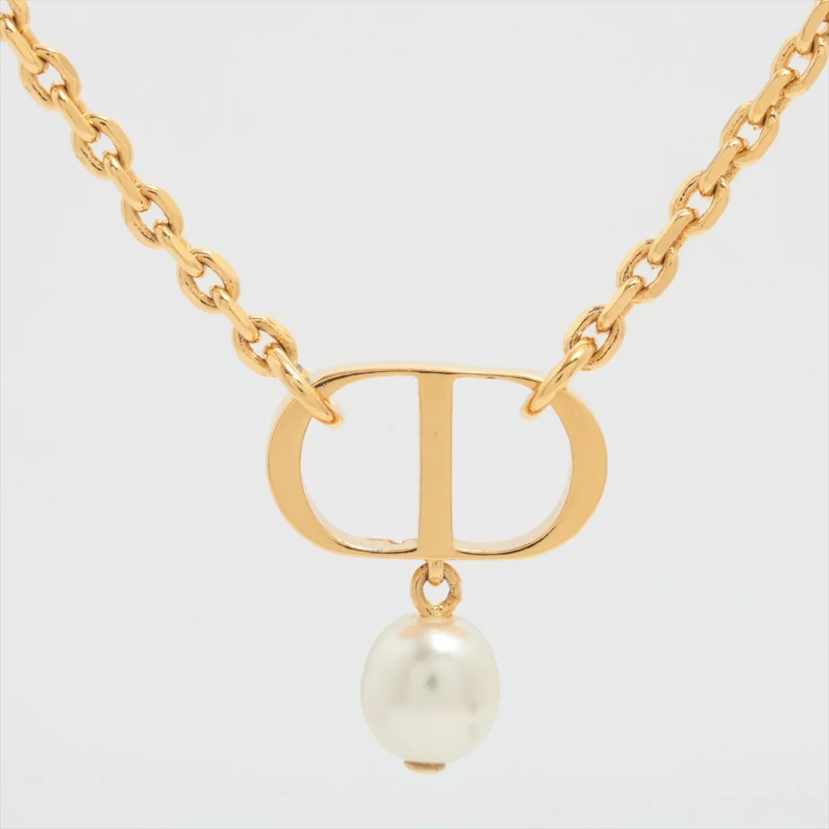 Petit CD necklace, gold-plated with faux pearls. Shows signs of wear including — view 2