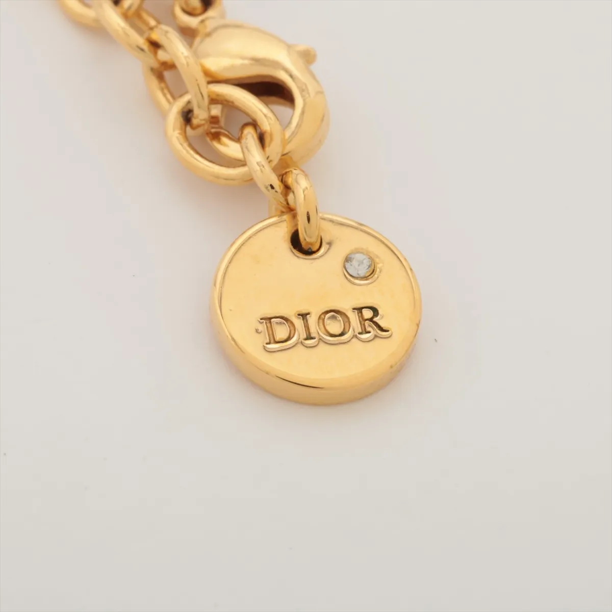 Petit CD necklace, gold-plated with faux pearls. Shows signs of wear including — view 4