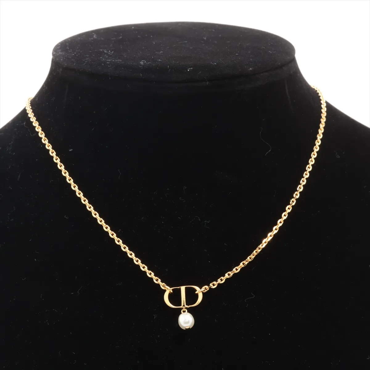 Petit CD necklace, gold-plated with faux pearls. Shows signs of wear including — view 5