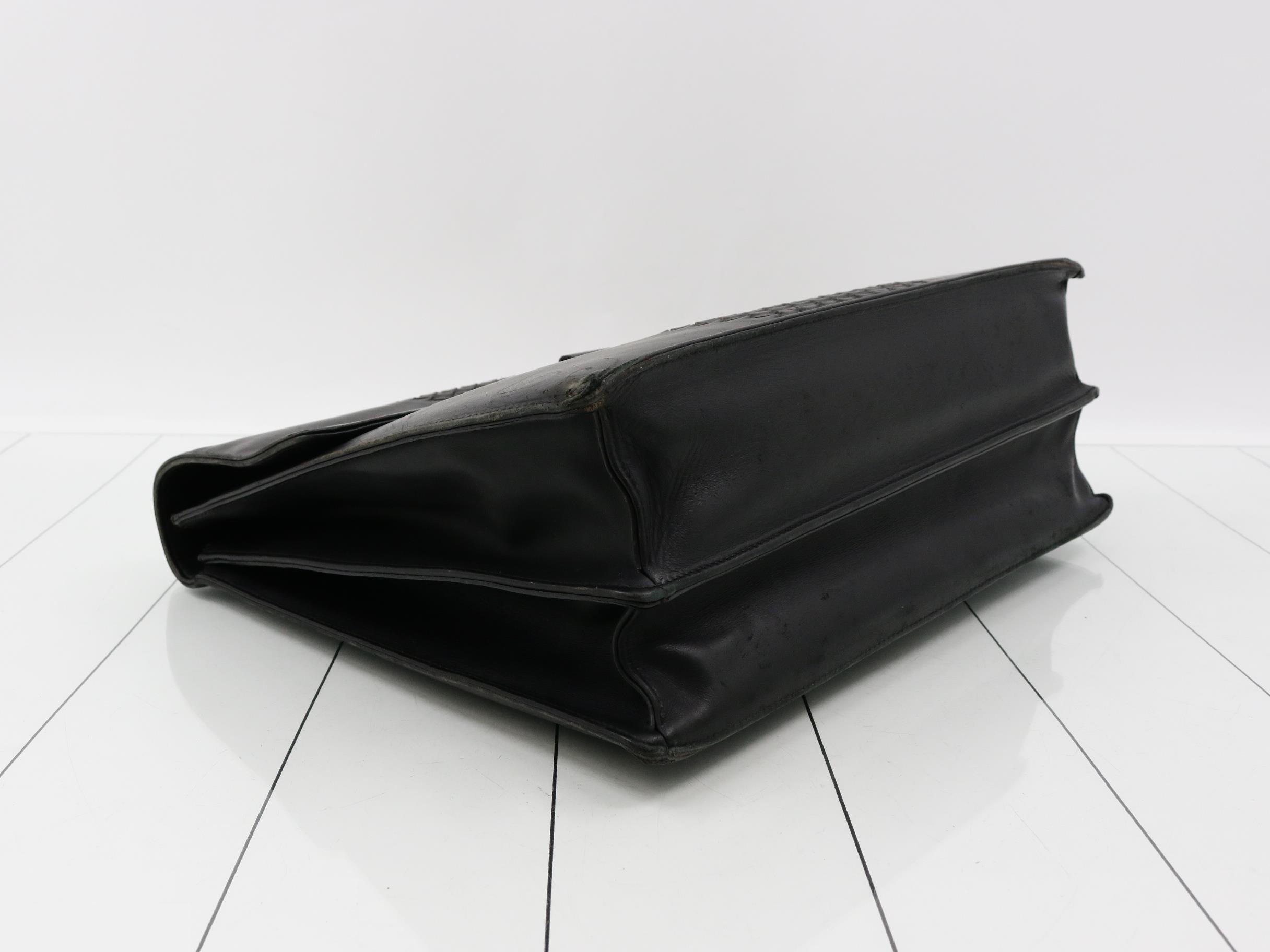 Intrecciato Briefcase Business Bag, Black — view 5