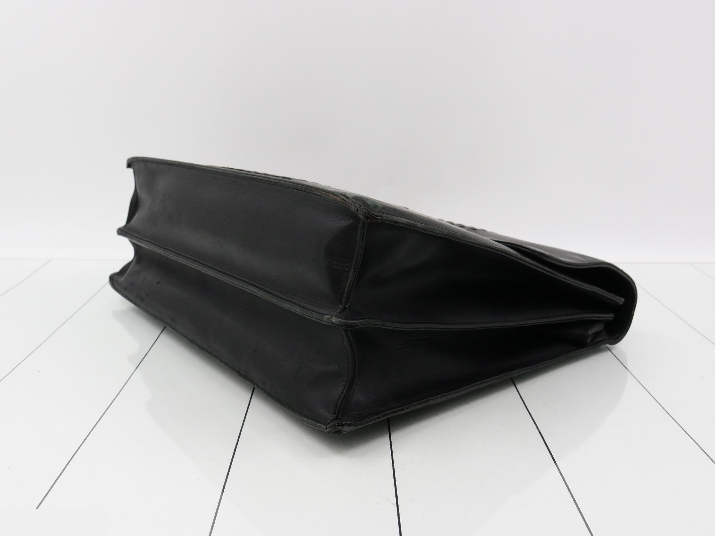 Intrecciato Briefcase Business Bag, Black — view 6
