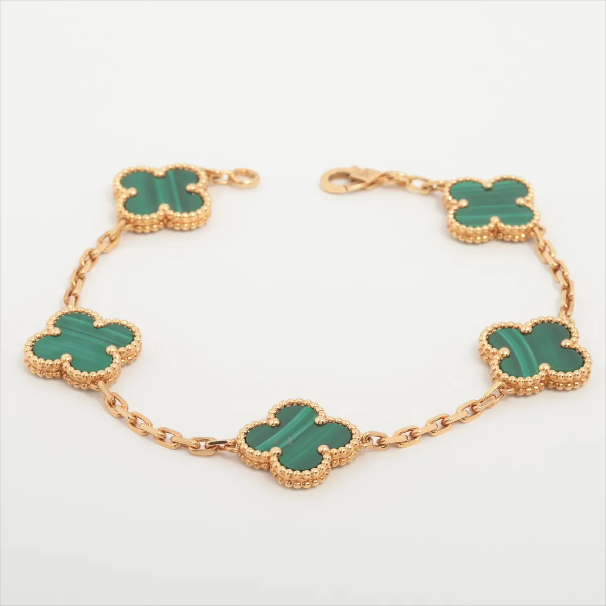 Vintage Alhambra 5P Malachite Bracelet 750(YG) 13.4g JE589831