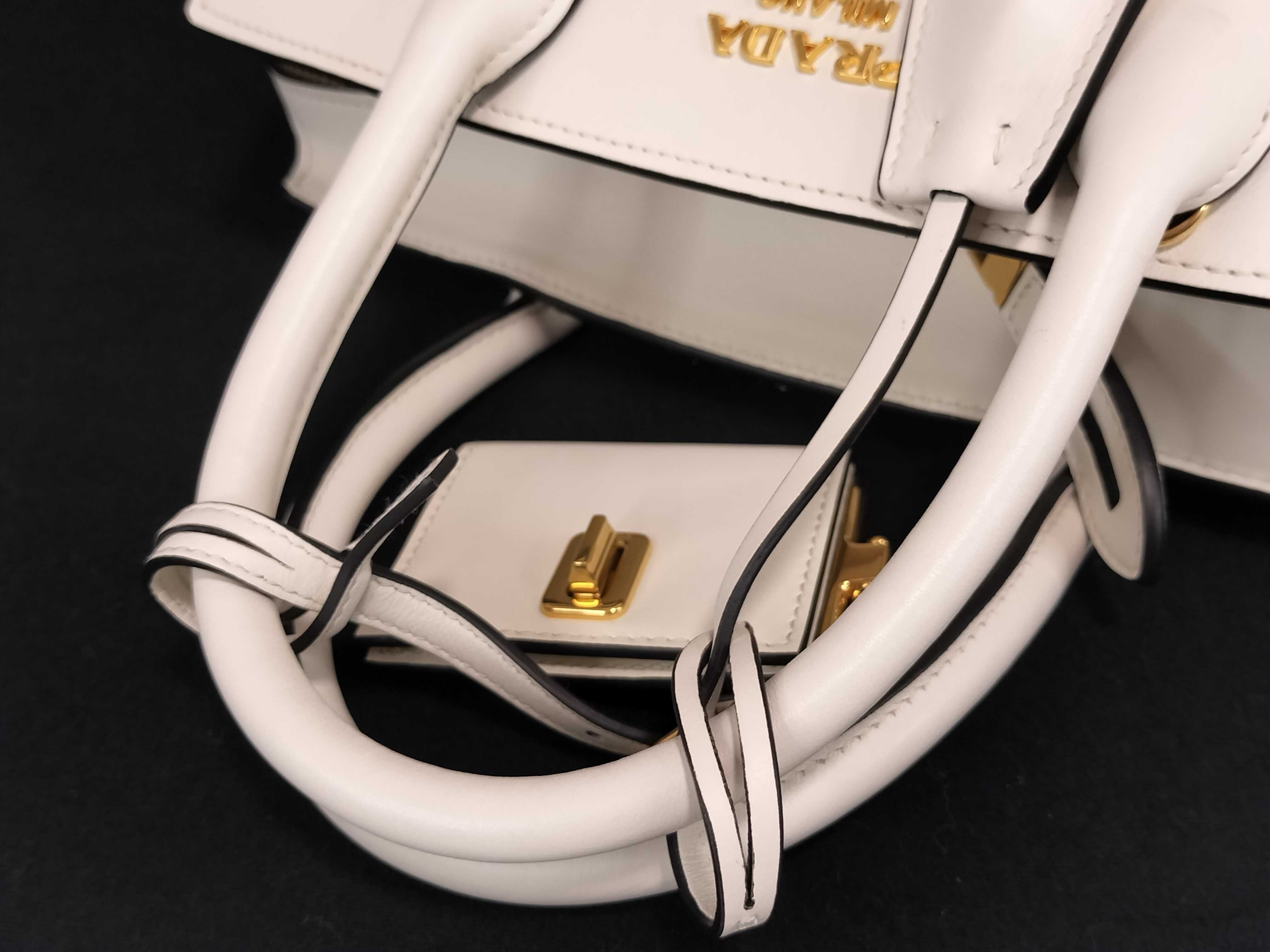 Saffiano Esplanade Leather 2-Way Handbag White 1BA045 Handbag — view 3