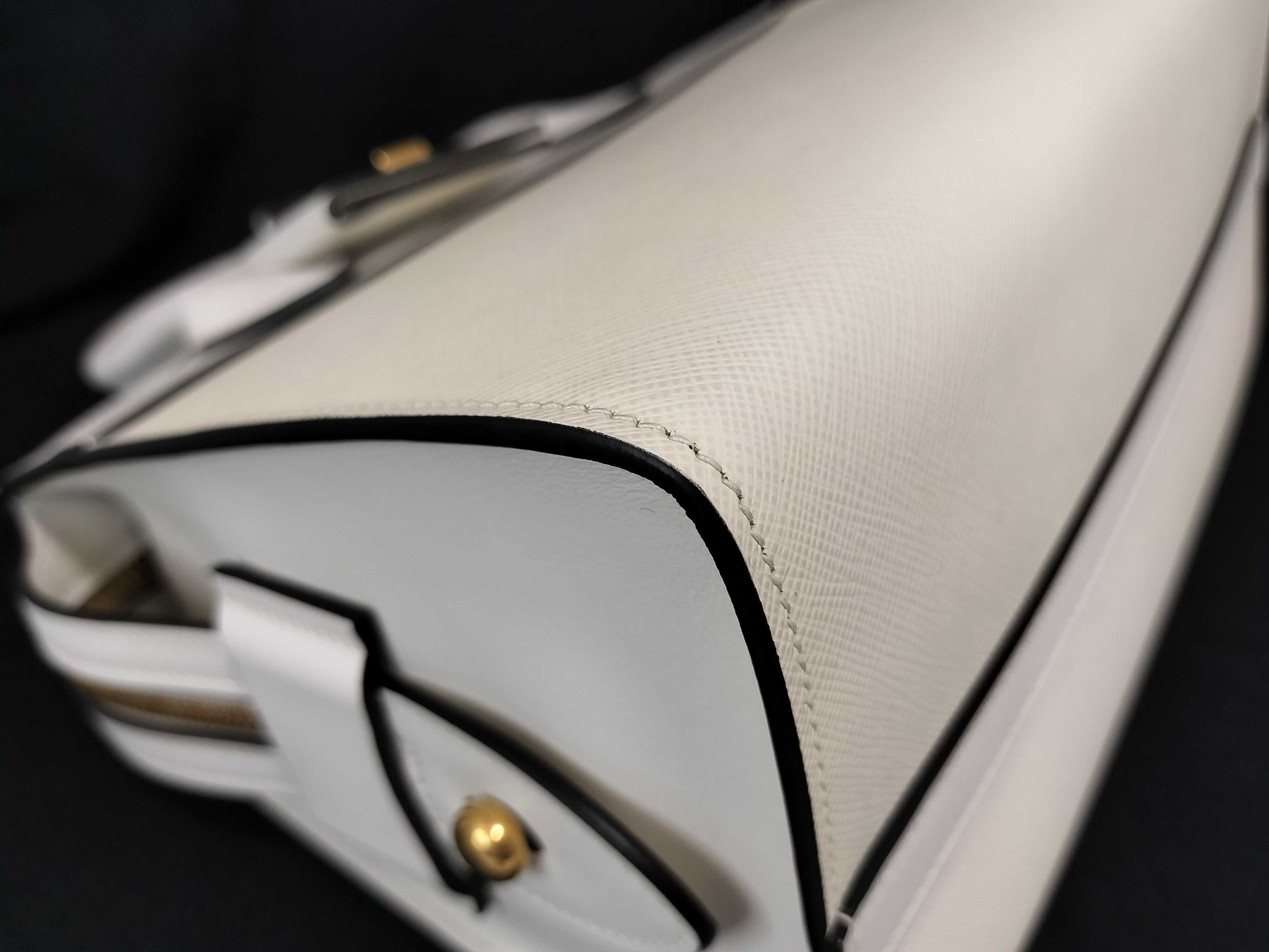 Saffiano Esplanade Leather 2-Way Handbag White 1BA045 Handbag — view 7