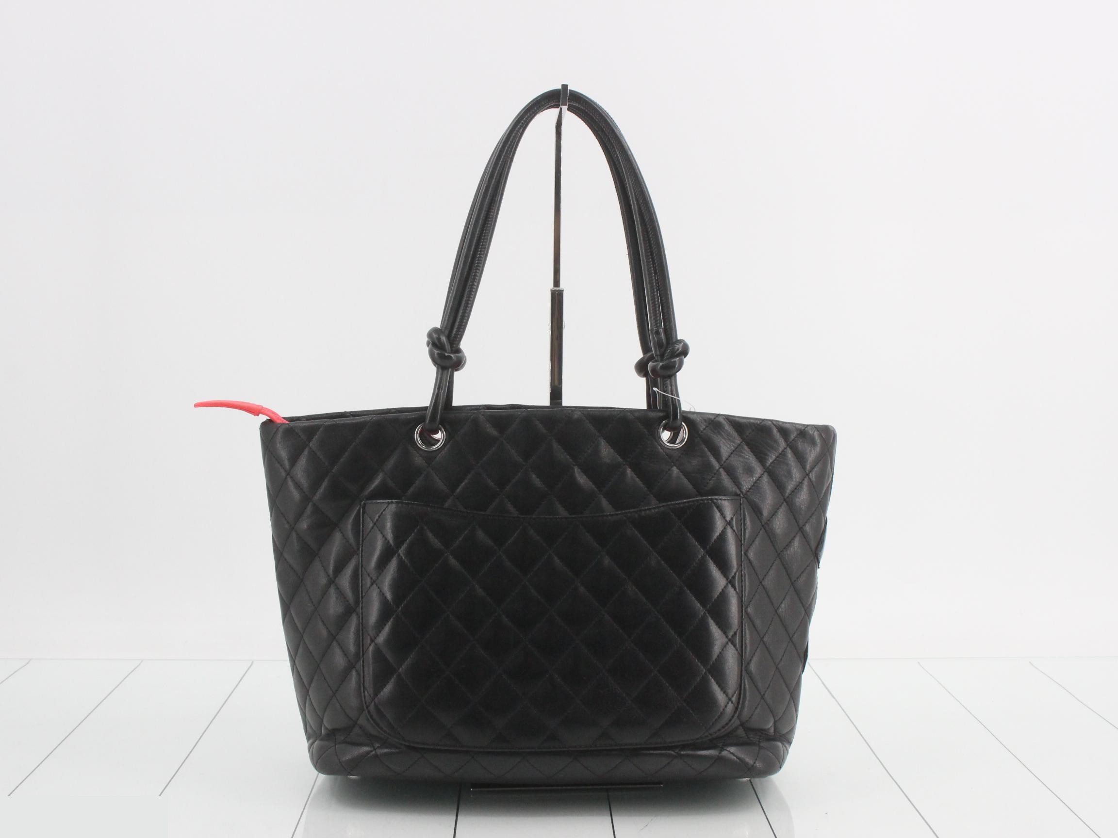 Cambon Line Lambskin Handbag, Black — view 2