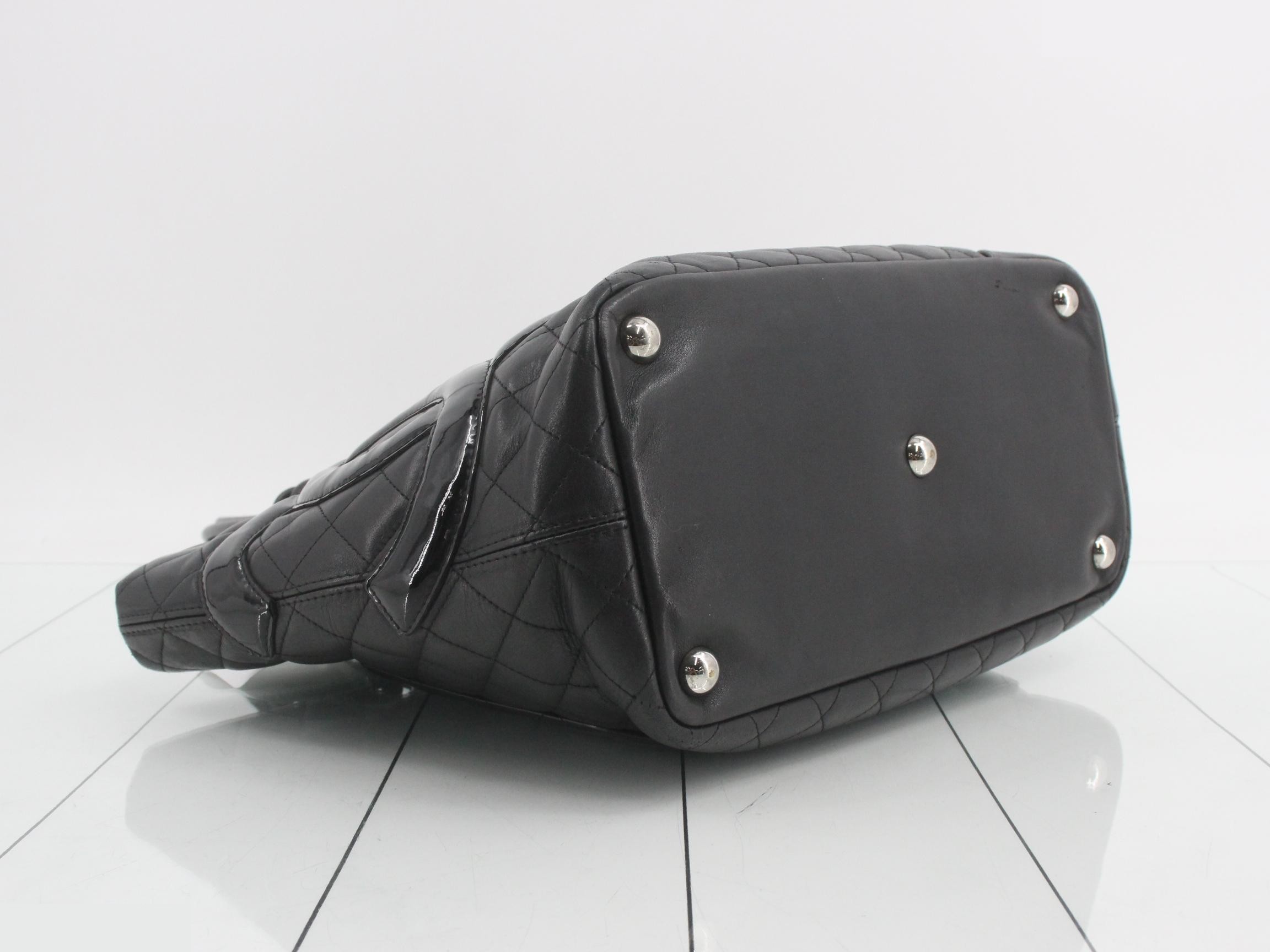 Cambon Line Lambskin Handbag, Black — view 5