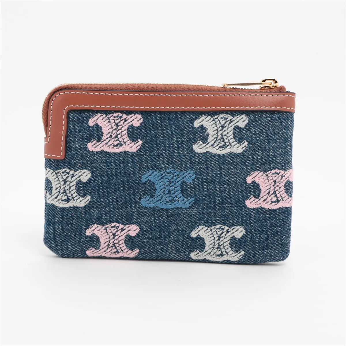 Triomphe Denim x Leather Pouch Blue — view 2