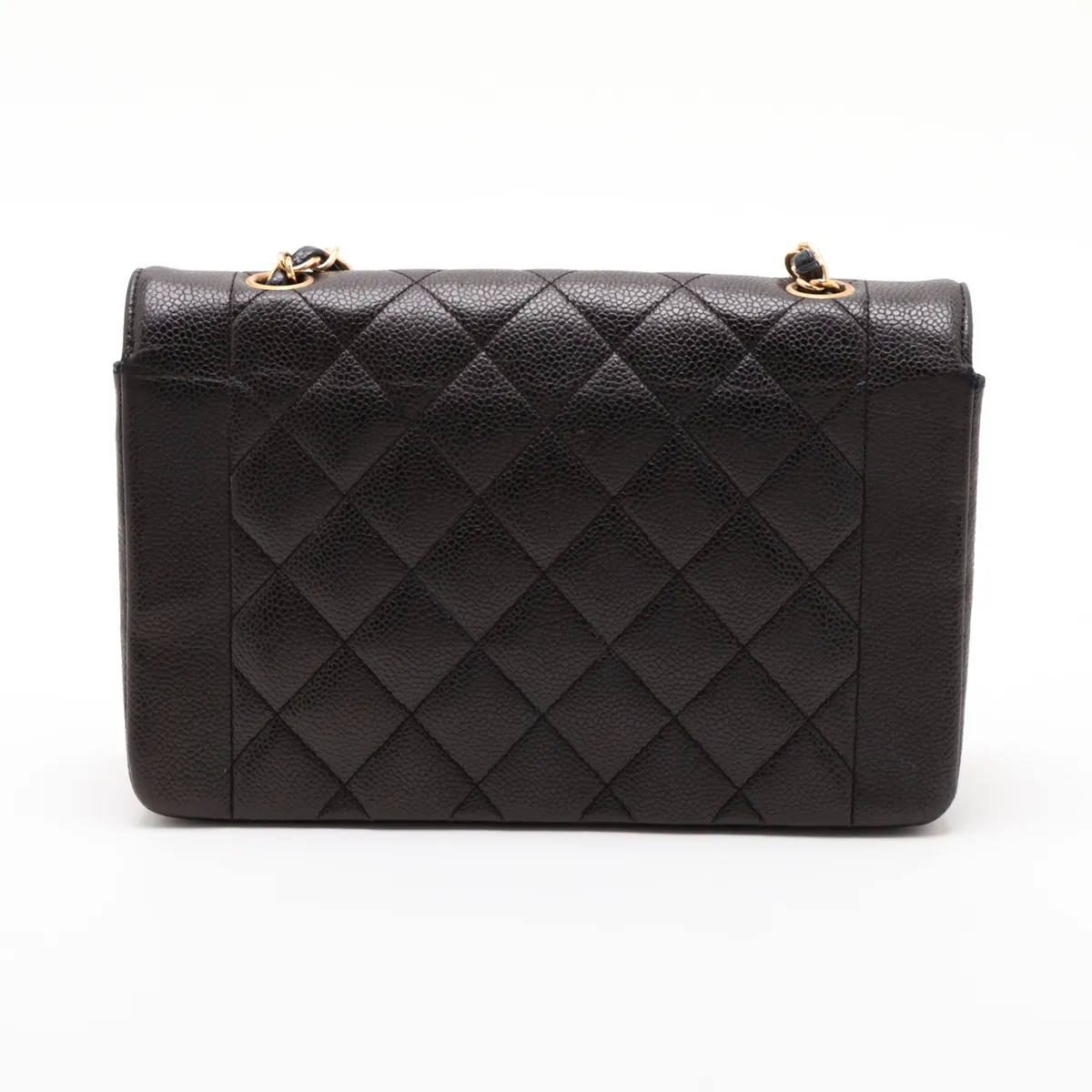 [Individually packaged] Chanel Matelassé Caviar Skin Single Flap Single Chain Bag Diana Flap Black Gold Hardware 4488733 Series 4 — view 2