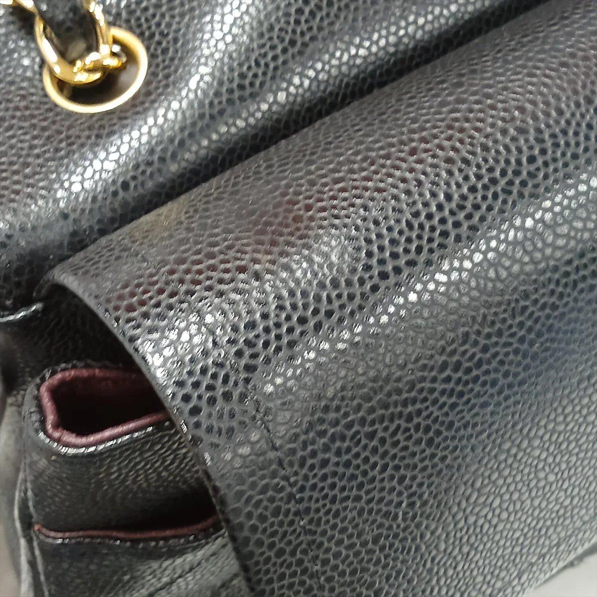 [Individually packaged] Chanel Large Matelassé 30 Caviar Skin Double Flap Double Chain Bag, Black with Gold Hardware, 14694592, Serial Number 14, A58600 — view 12