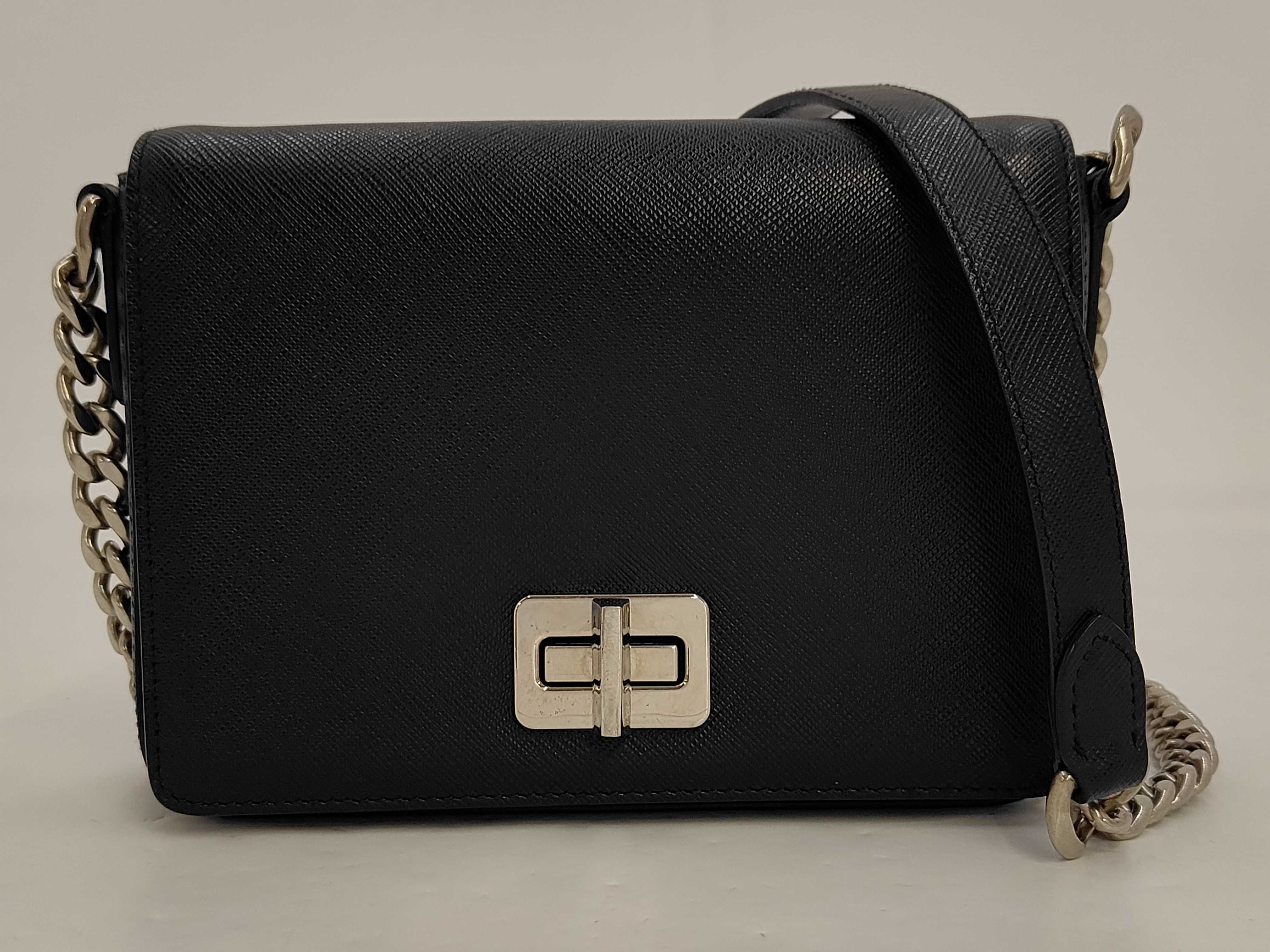 Saffiano Leather Black Shoulder Bag