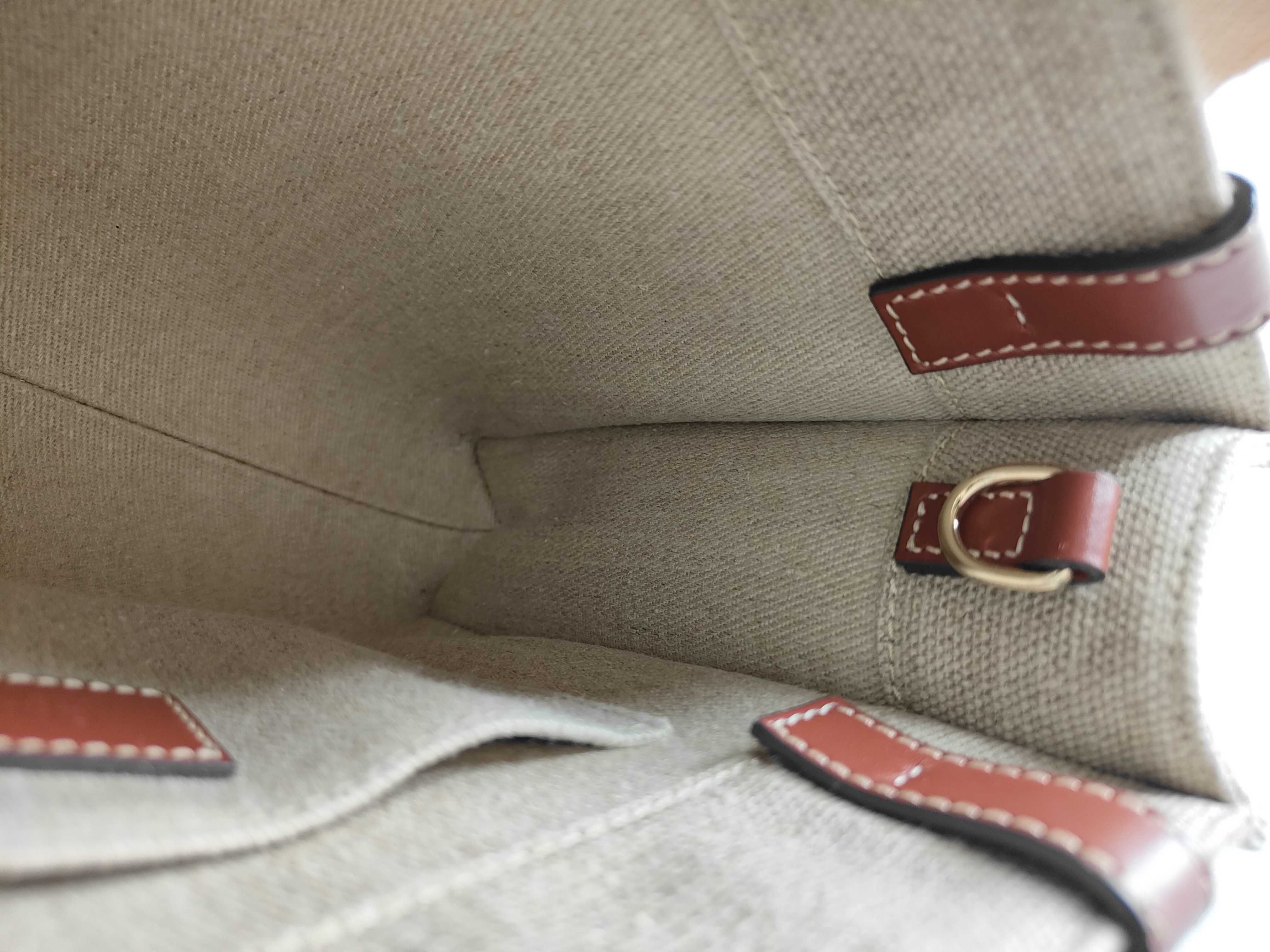 Woody Small Canvas x Leather 2-Way Handbag Beige x Brown Tote Bag — view 11