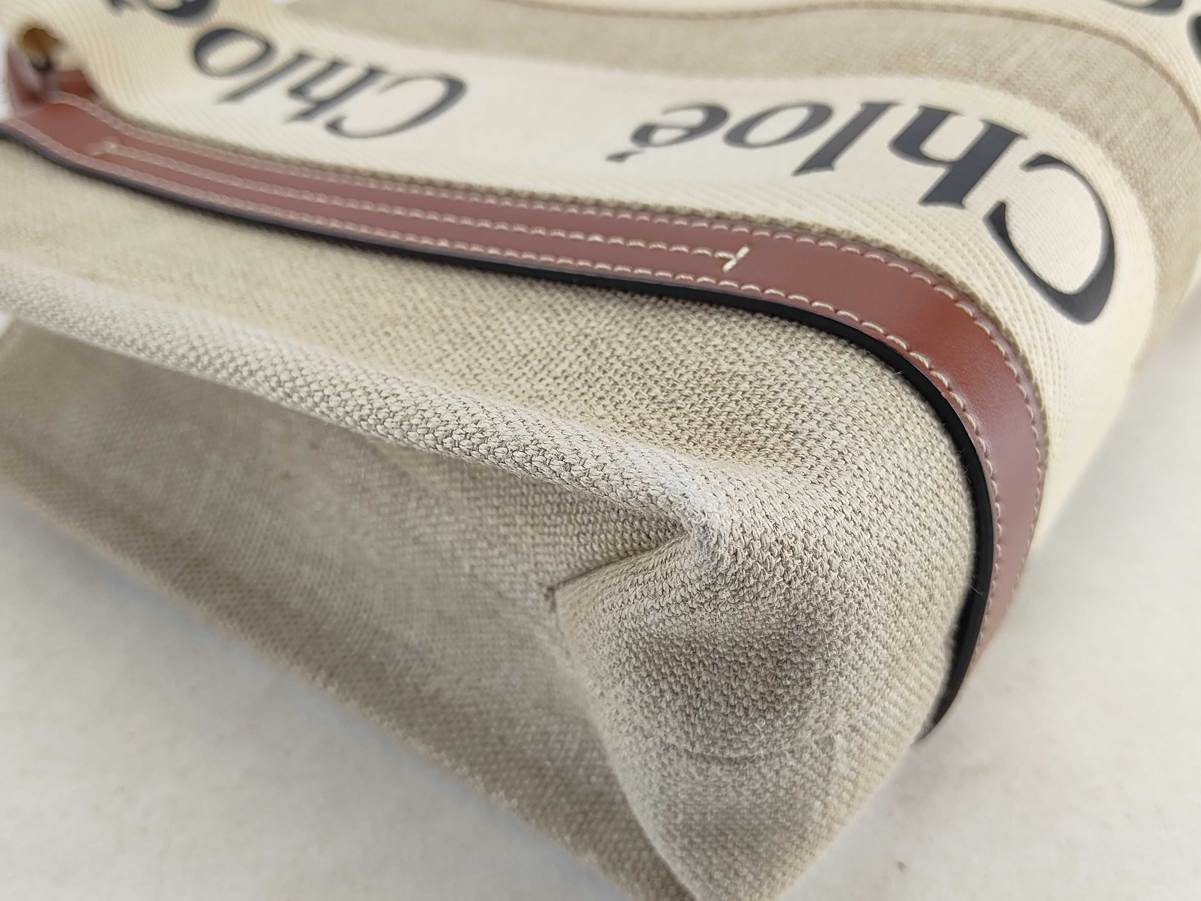 Woody Small Canvas x Leather 2-Way Handbag Beige x Brown Tote Bag — view 7