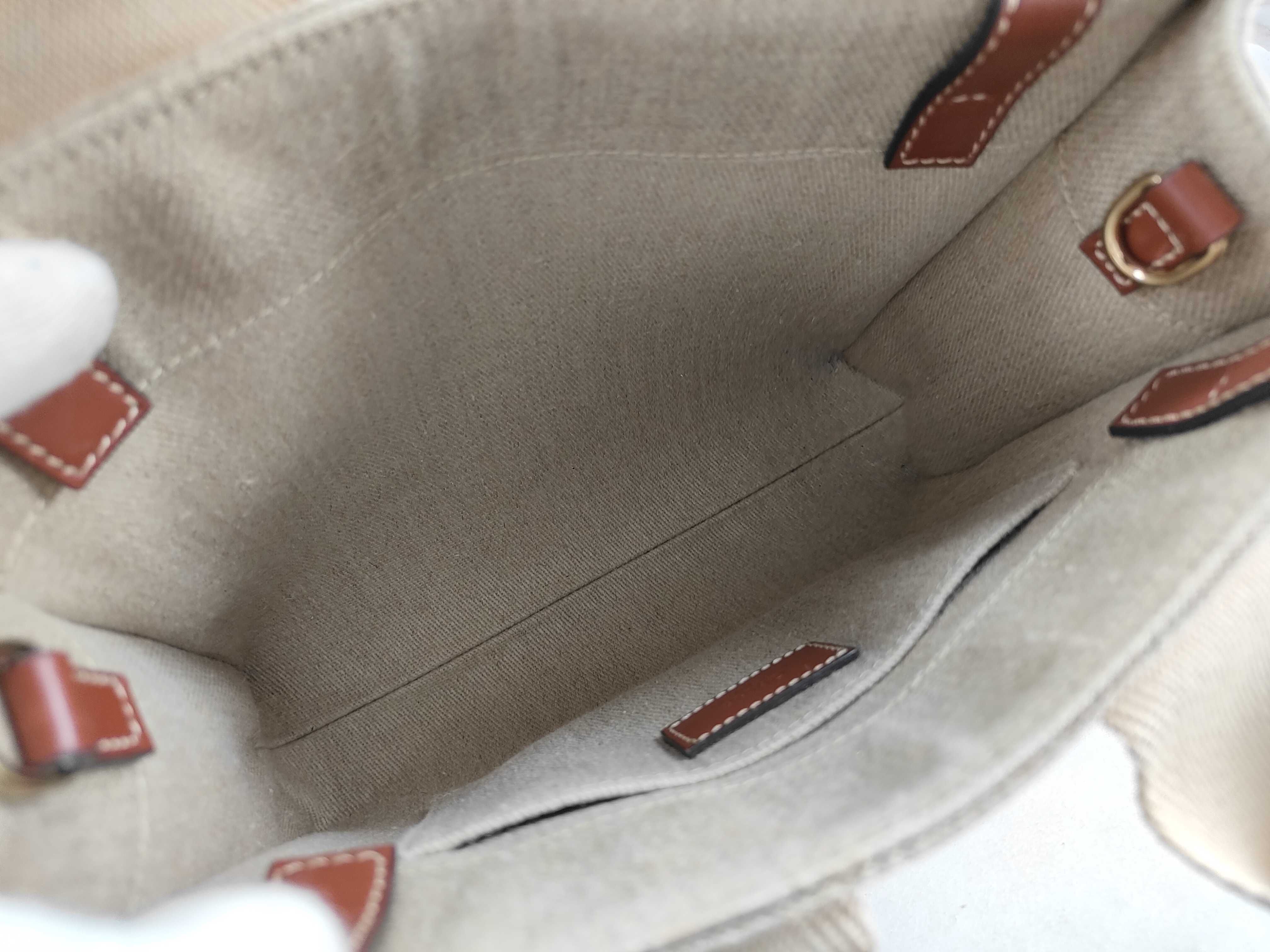 Woody Small Canvas x Leather 2-Way Handbag Beige x Brown Tote Bag — view 10