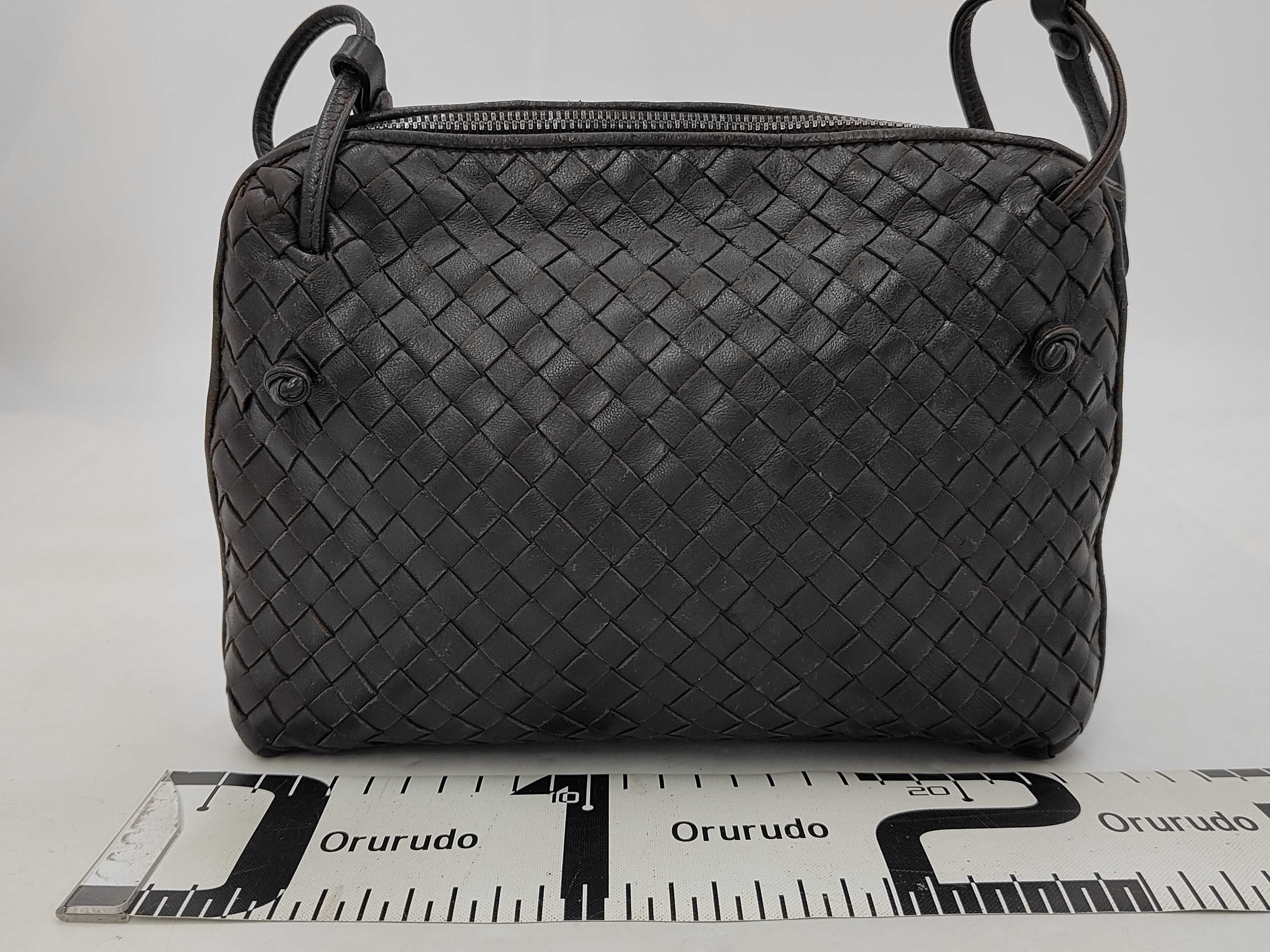 Intrecciato Shoulder Bag, Brown — view 2