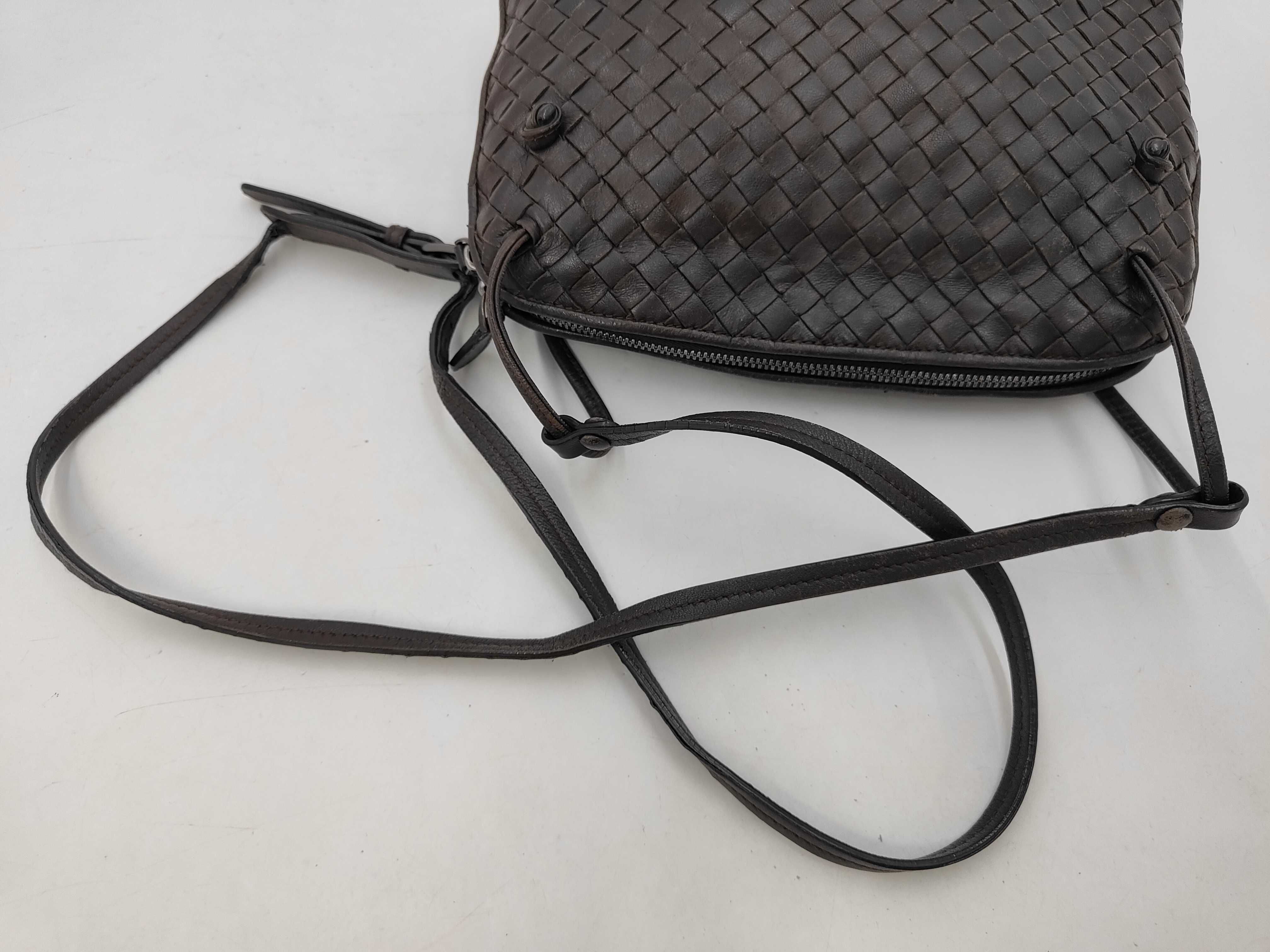 Intrecciato Shoulder Bag, Brown — view 5
