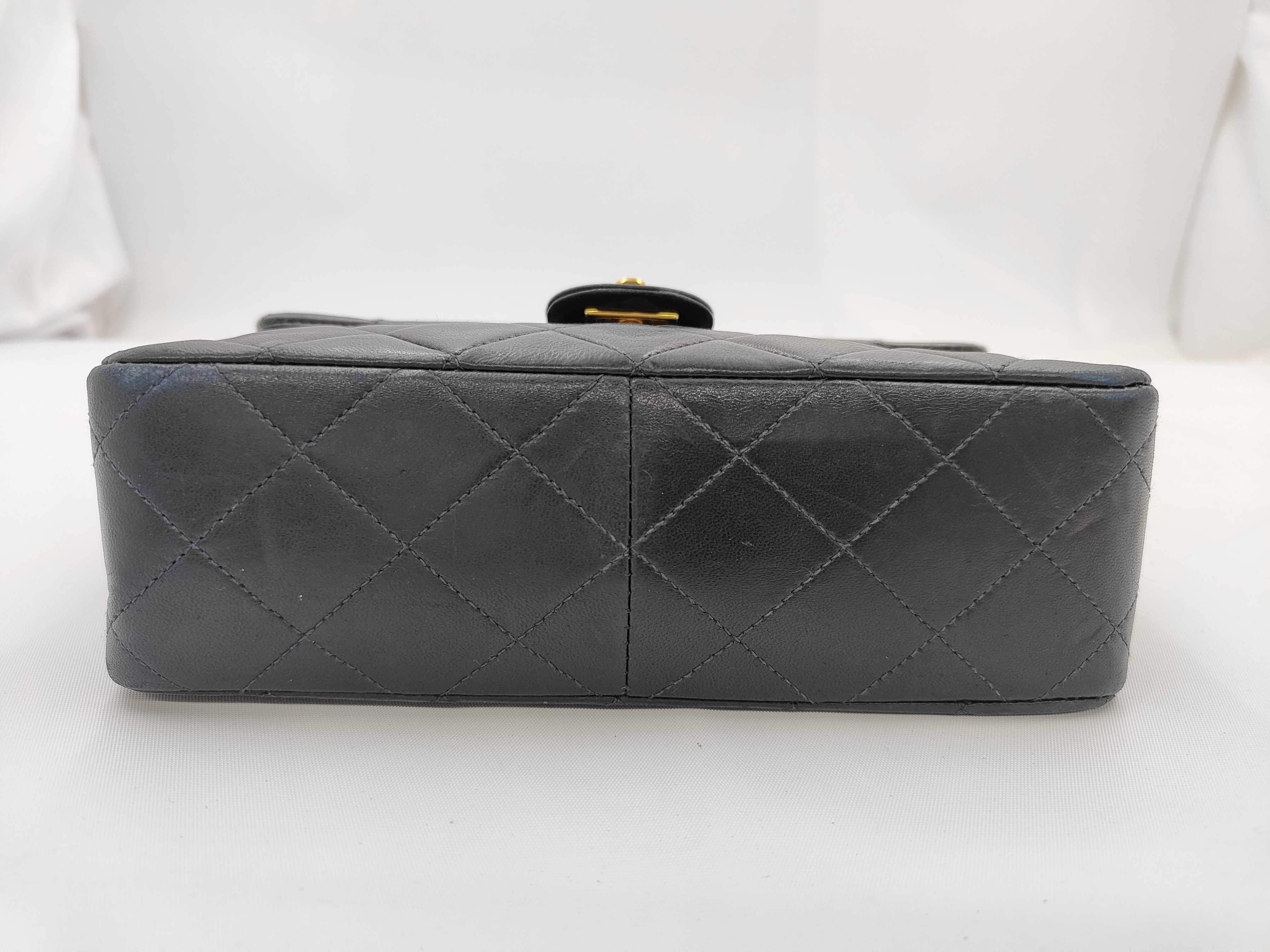 Matelassé Single Flap Lambskin Shoulder Bag with Gold Hardware and Chain, Navy — view 5