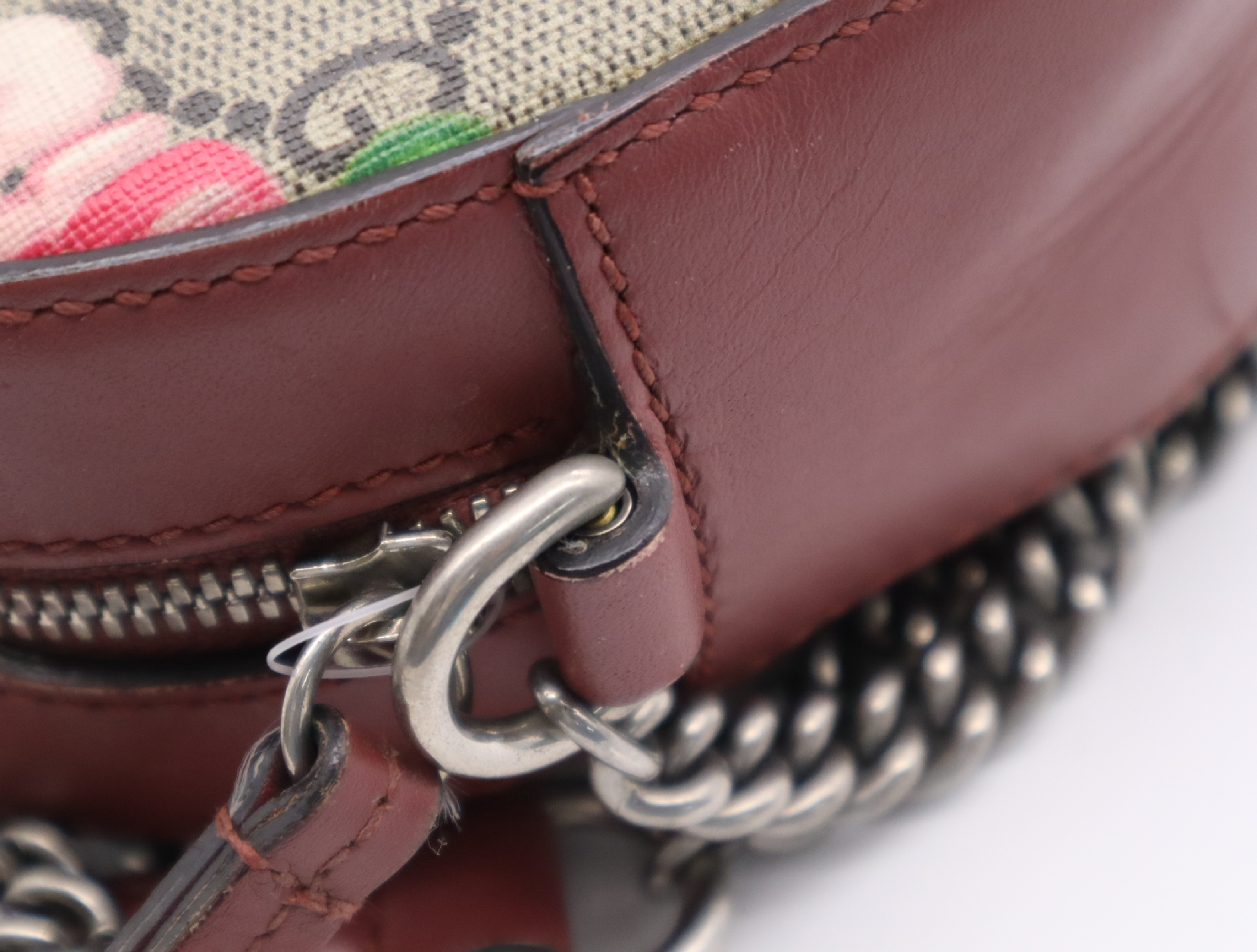 409535GG Blooms Chain Shoulder Bag, Floral Pattern, Multicolor, Brown, with Dust Bag. — view 11