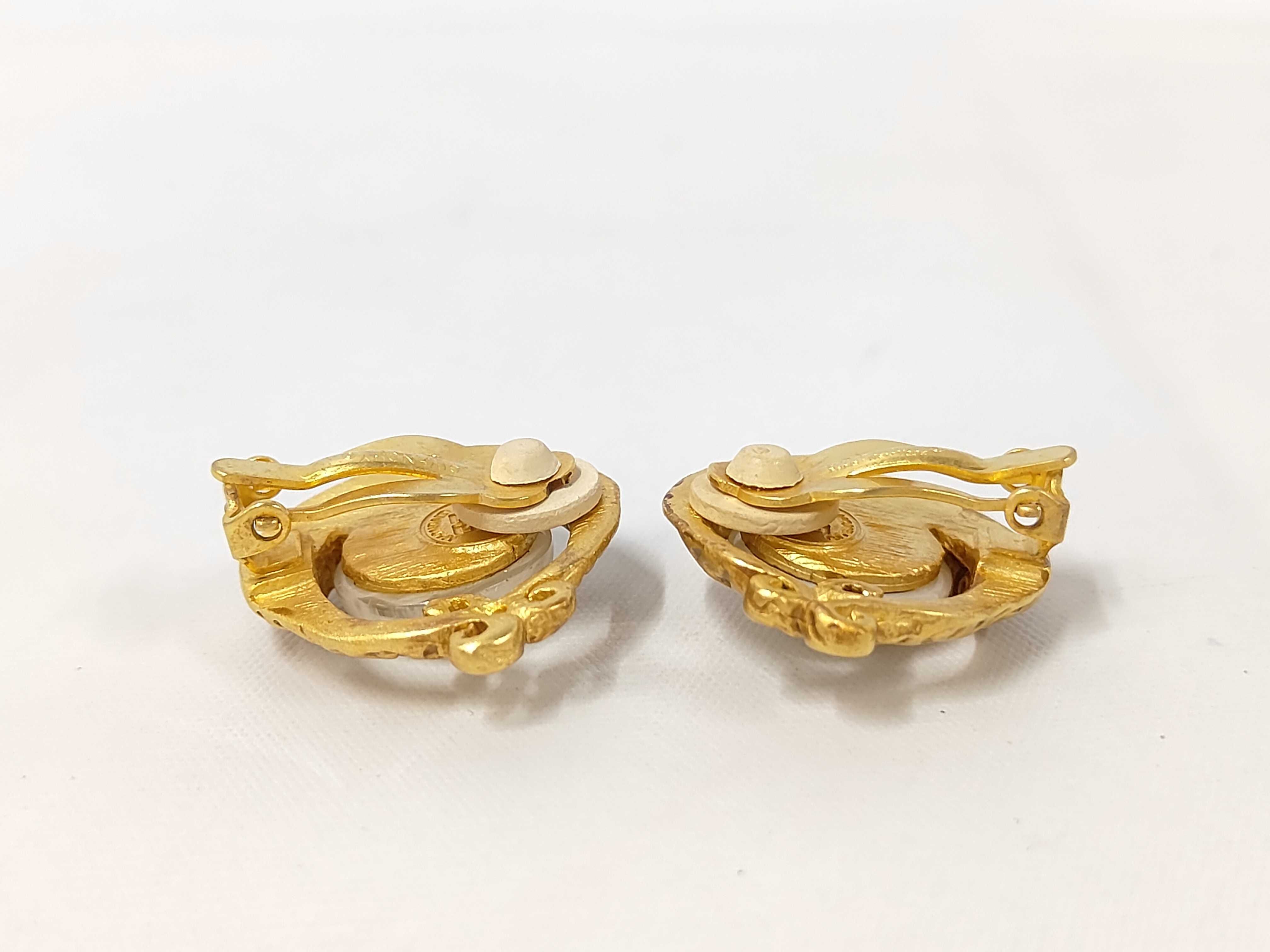Vintage Stone Gold Earrings — view 2
