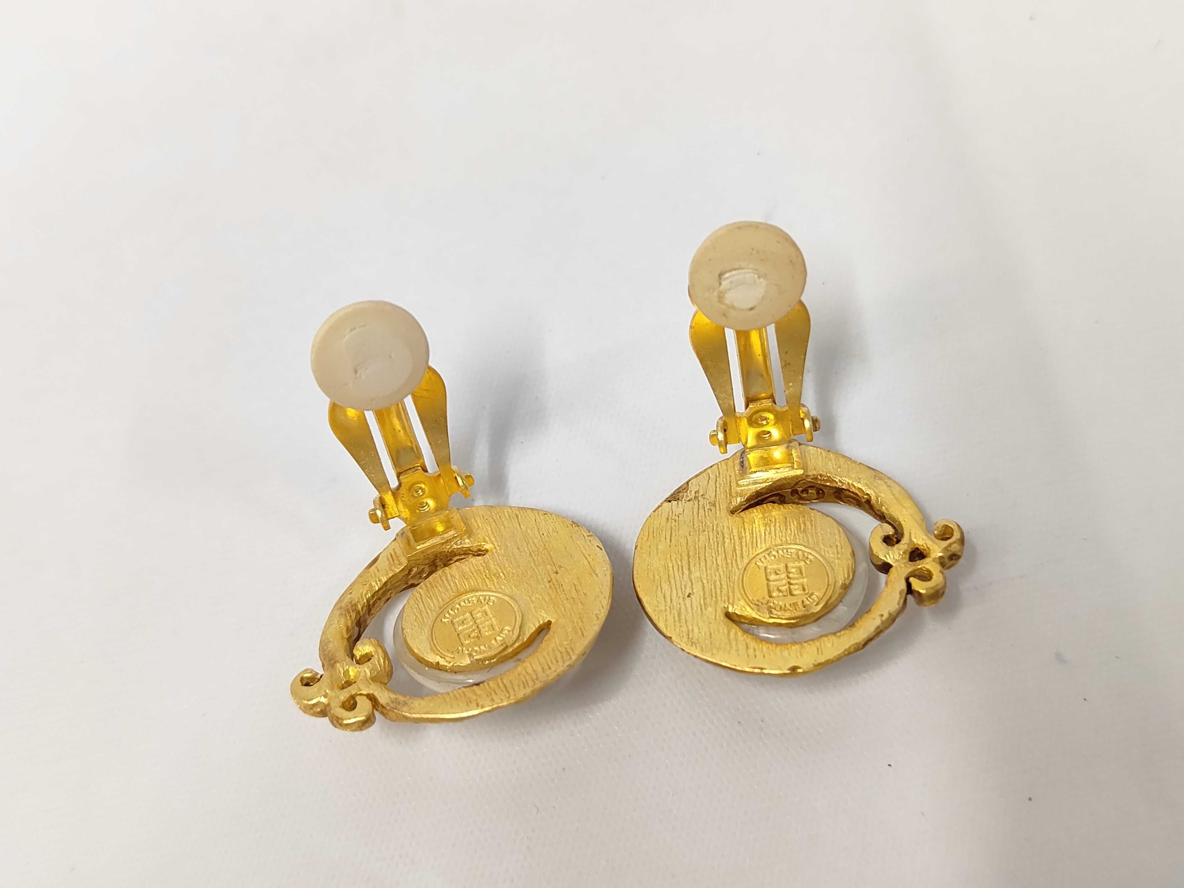 Vintage Stone Gold Earrings — view 3