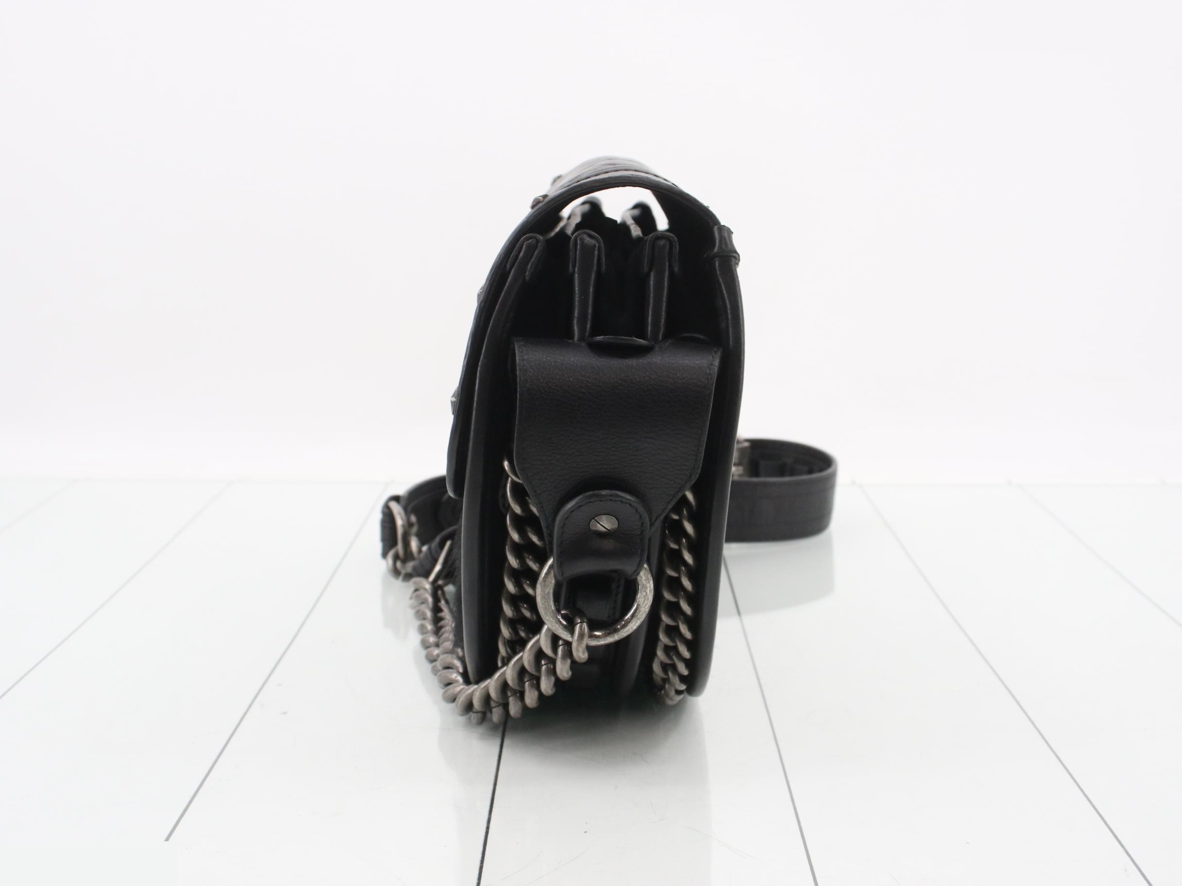 Paris Dallas Calfskin x Leather Chain Shoulder Bag — view 3