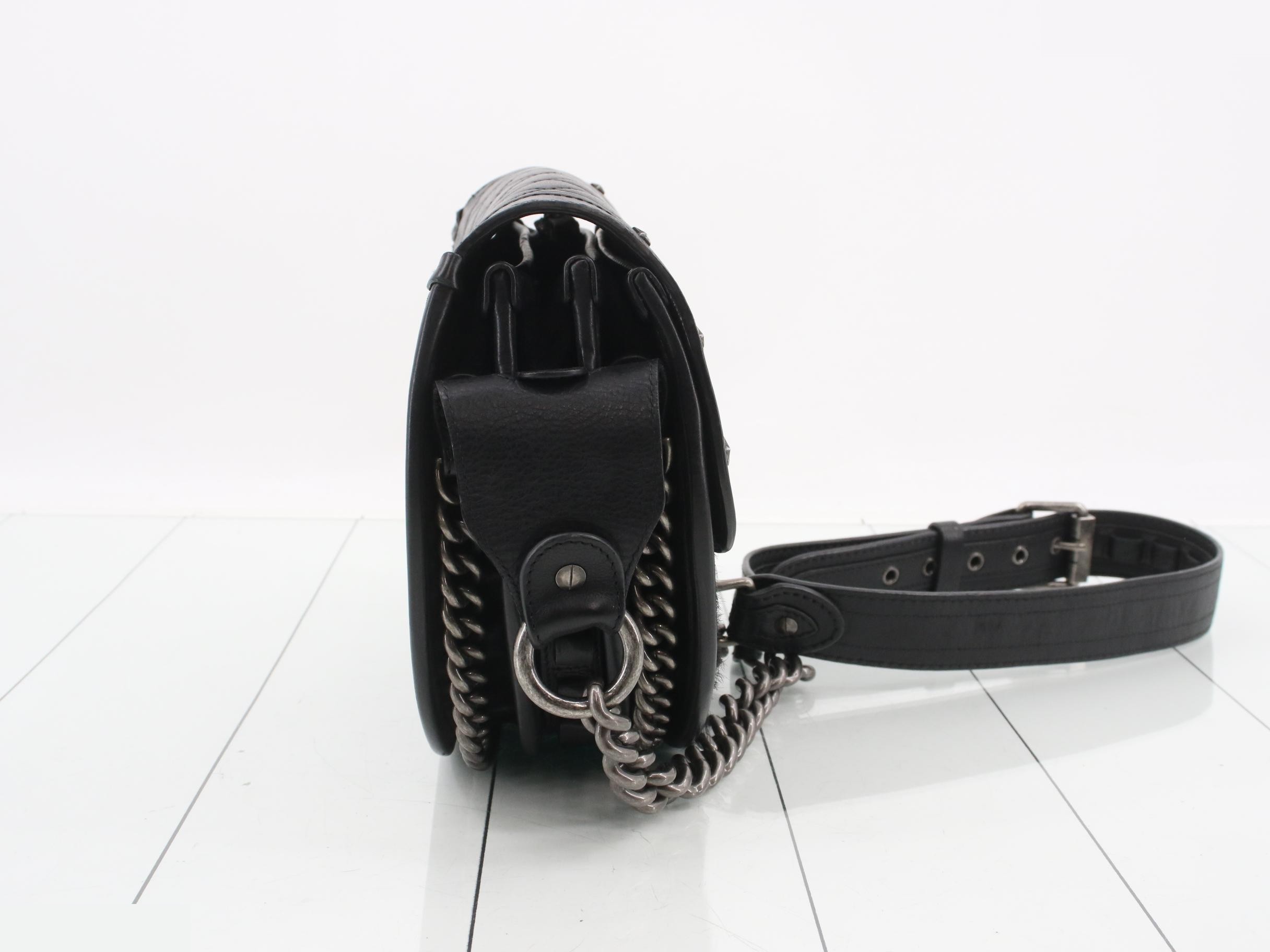 Paris Dallas Calfskin x Leather Chain Shoulder Bag — view 4