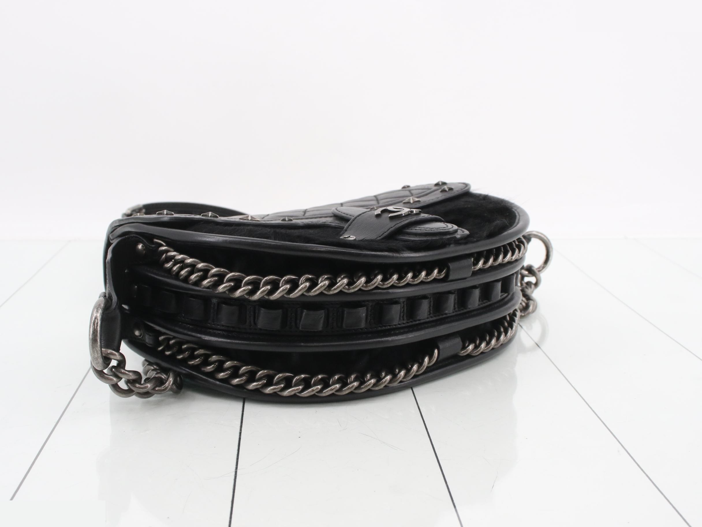 Paris Dallas Calfskin x Leather Chain Shoulder Bag — view 5