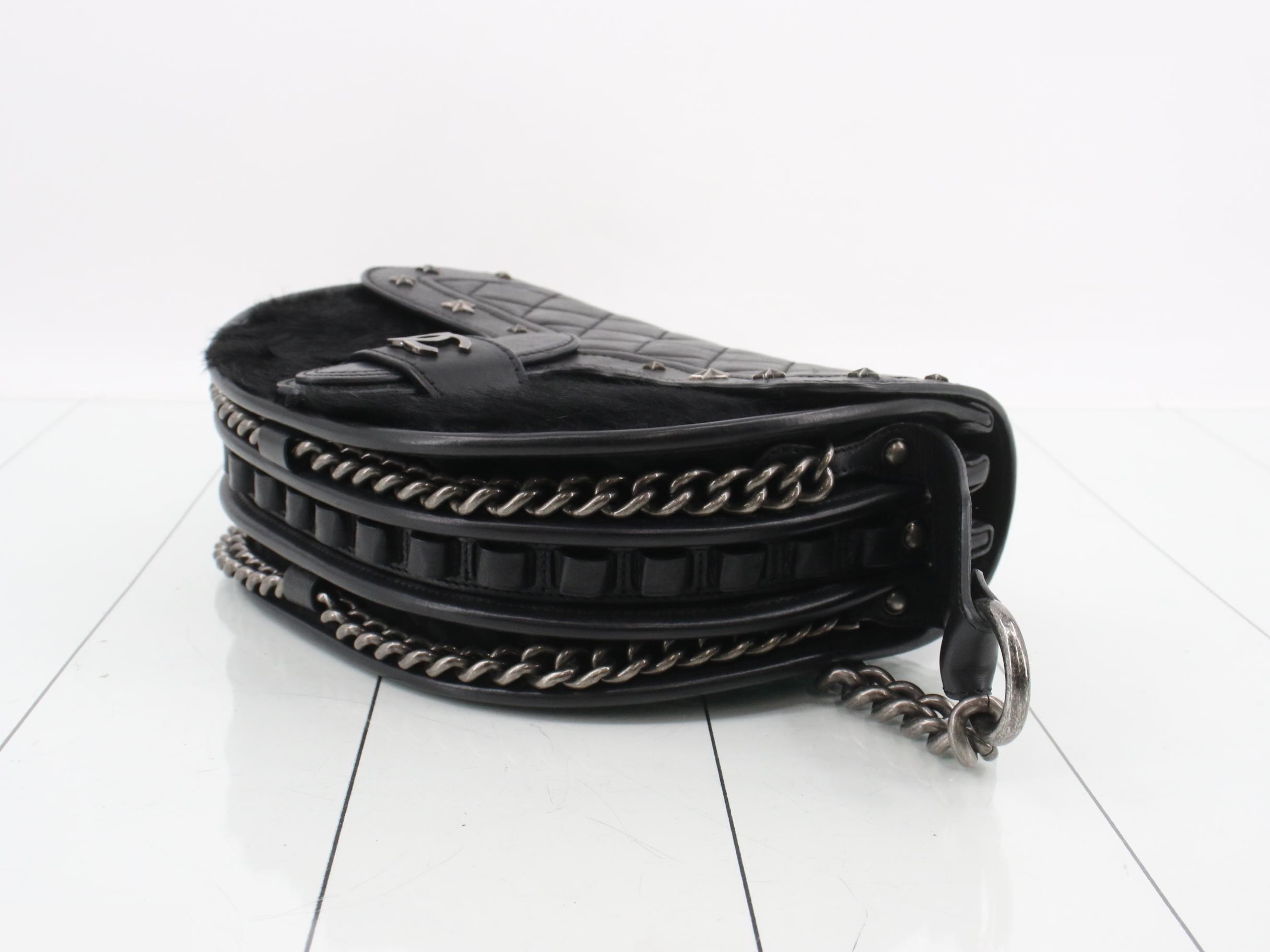 Paris Dallas Calfskin x Leather Chain Shoulder Bag — view 6