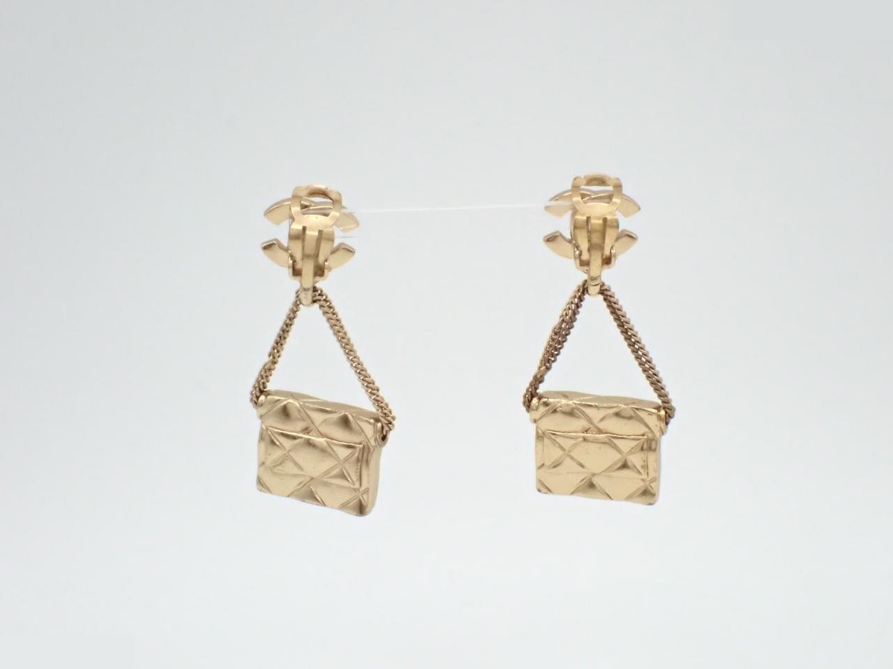 Coco Mark Bag Charm Earrings (with embellishment) 02P Gold — view 2